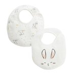 Petit Béguin Lot de 2 bavoirs bébé Hello Baby. Coloris disponibles : Beige