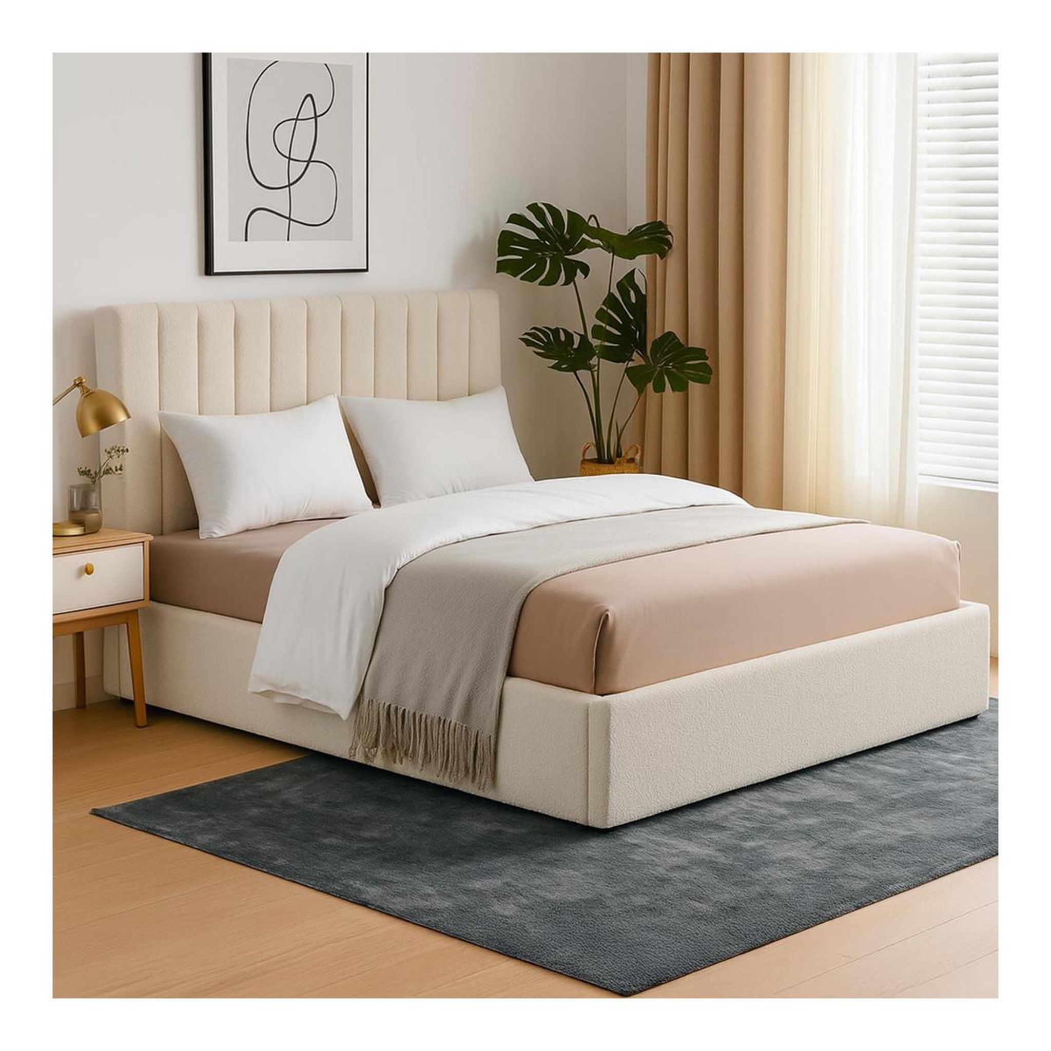 Voir la diapositive 4 : Paris Prix Lit coffre design bouclette  songa  180x200cm beige