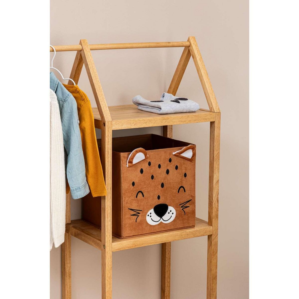 ATMOSPHERA Boîte de rangement enfant design velours DOUCEUR - L. 29 x l. 29 cm