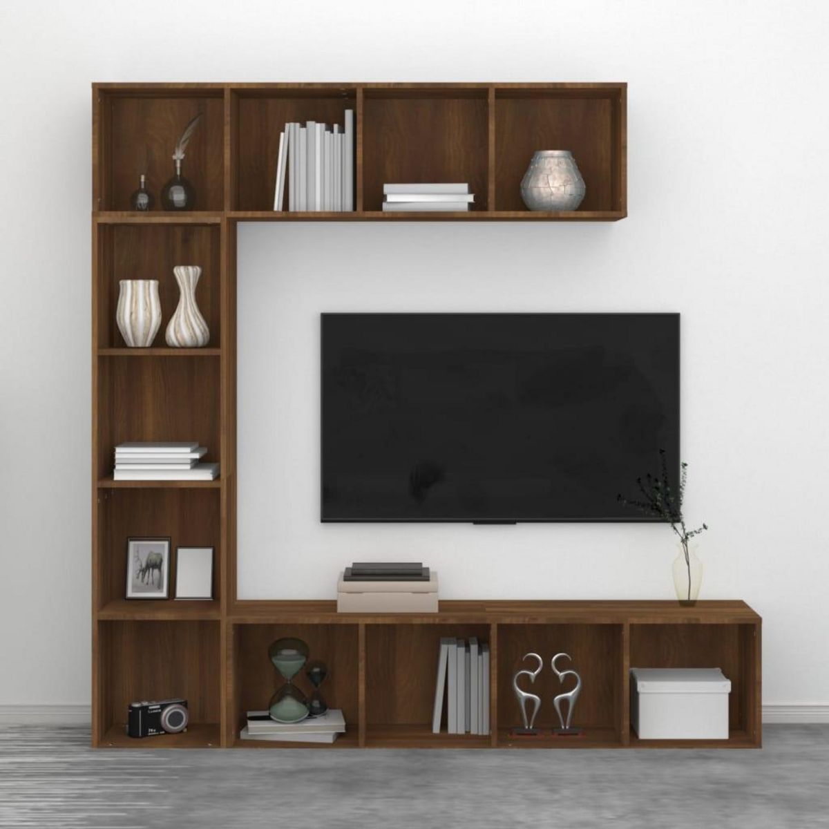 VIDAXL Ensemble bibliotheque/meuble TV 3 pcs Chene marron 180x30x180cm