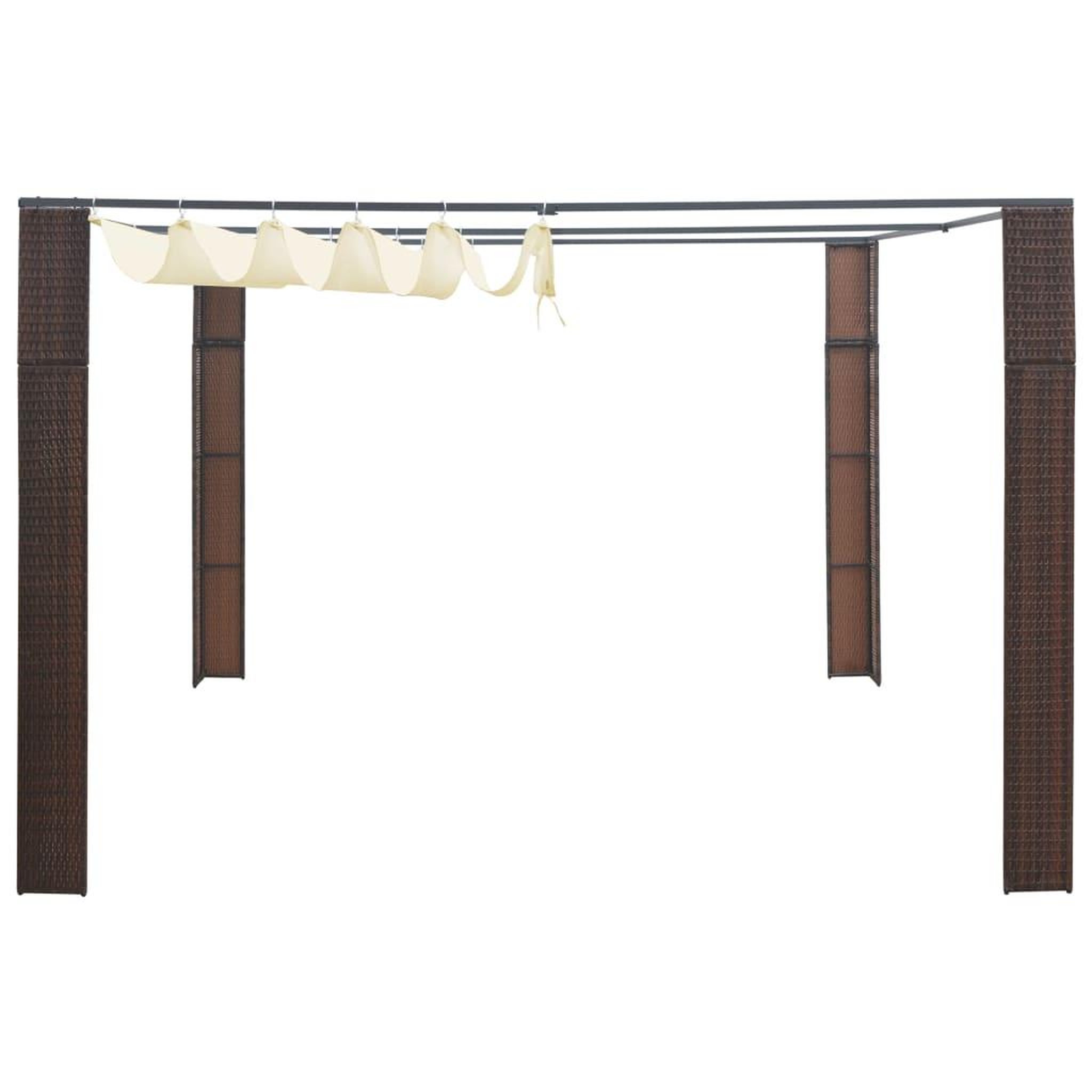 Voir la diapositive 2 : VIDAXL Tonnelle avec toit Resine tressee 300x300x200cm Marron et creme