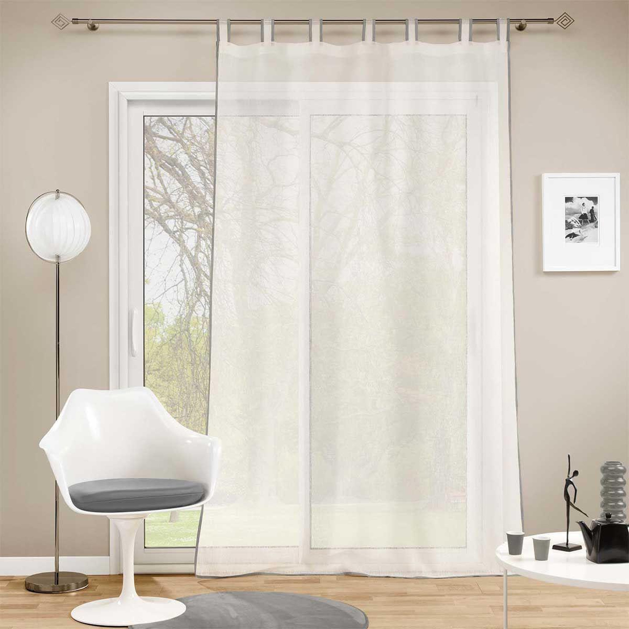 Voir la diapositive 3 : Douceur d'Intérieur Rideau voilage à passants  casalina  140x280cm blanc & gris