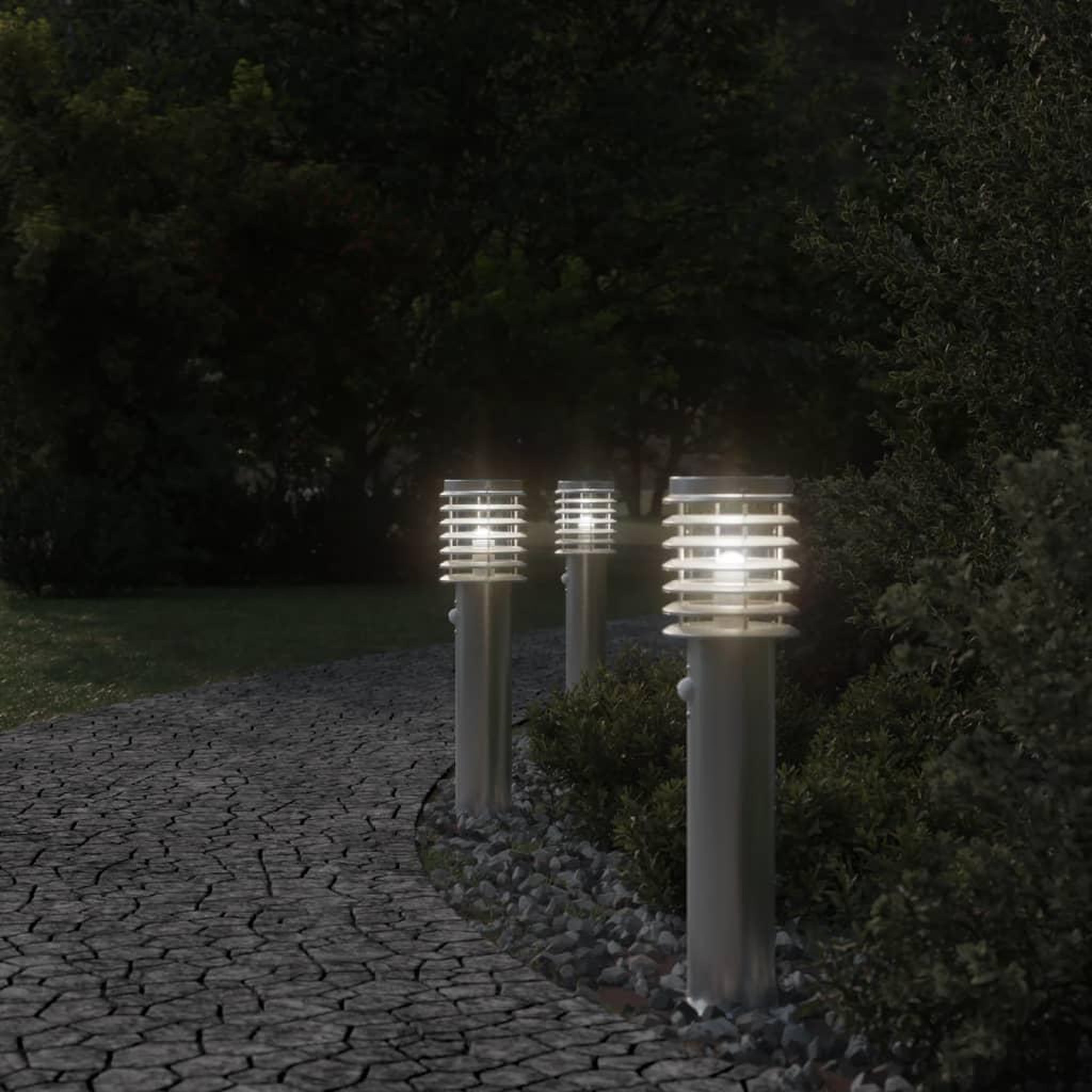 Voir la diapositive 3 : VIDAXL Lampadaire d'exterieur avec capteur argente acier inoxydable