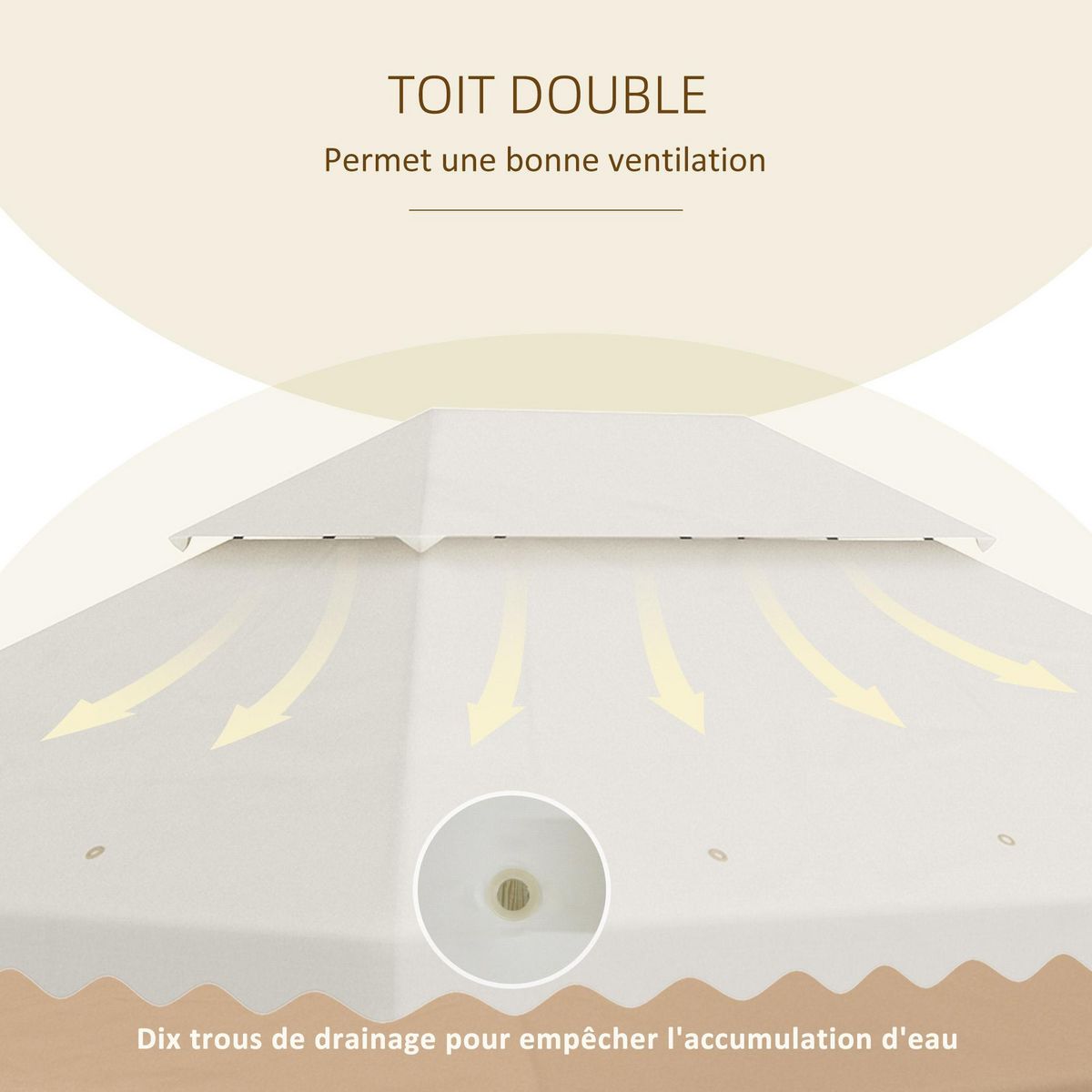 OUTSUNNY Toile de rechange pour barnum tonnelle 4 x 3 m tissu polyester haute densité 180 g/m² anti-UV crème