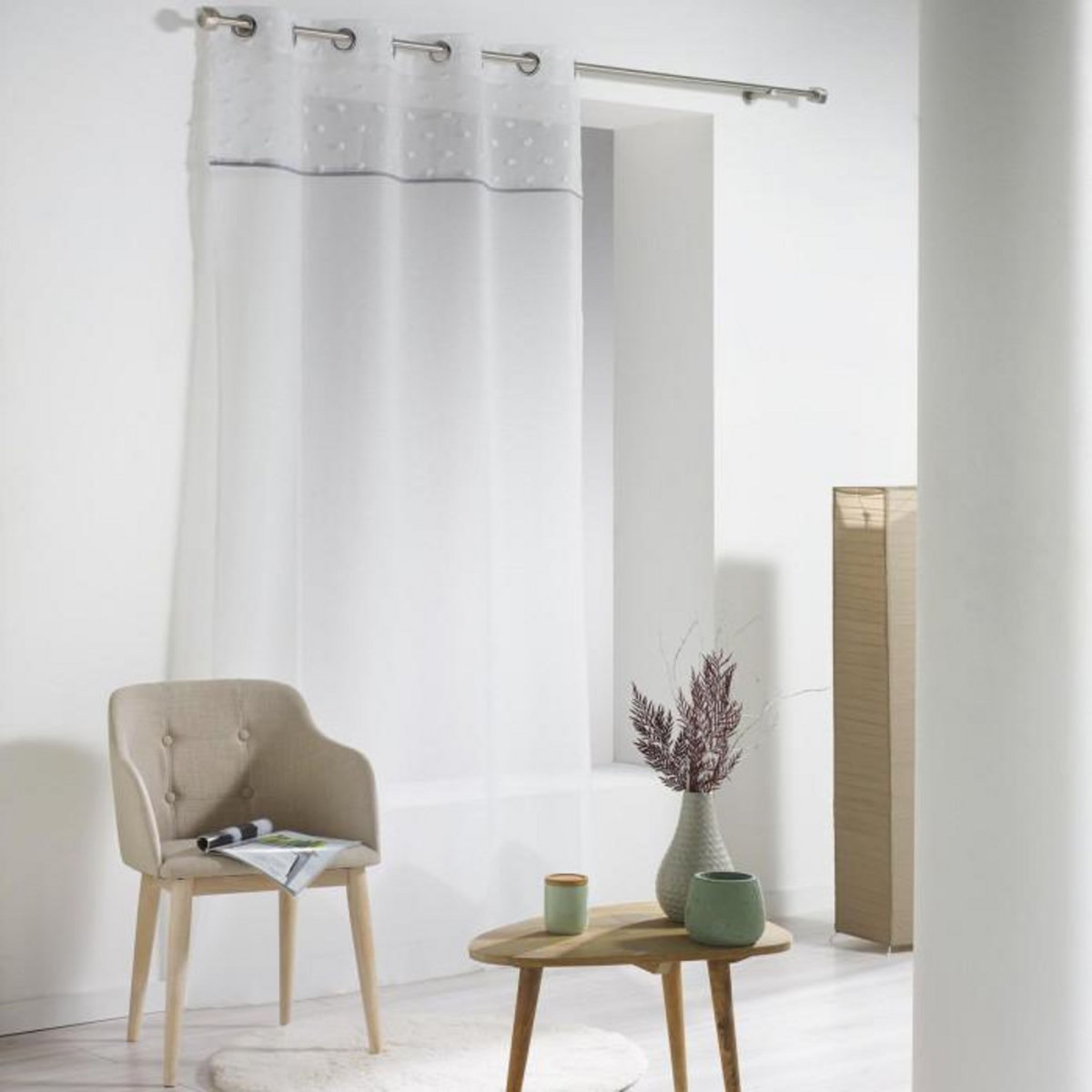 Paris Prix Rideau Voilage  Confettis  140x240cm Blanc