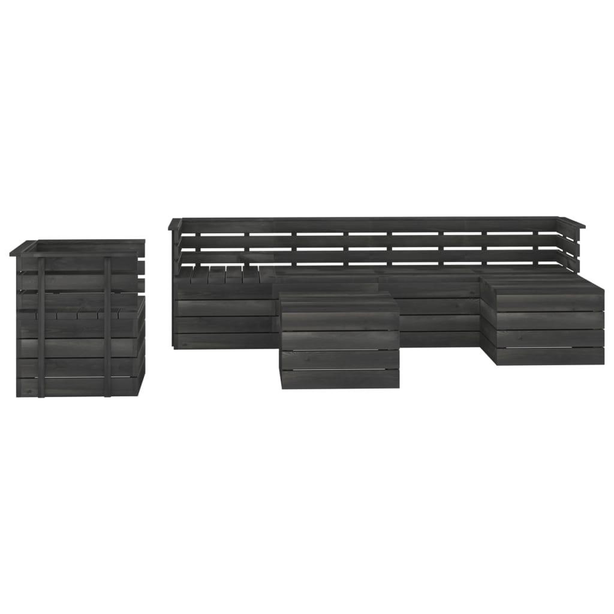 Voir la diapositive 3 : VIDAXL Salon palette de jardin 7 pcs Bois de pin massif Gris fonce