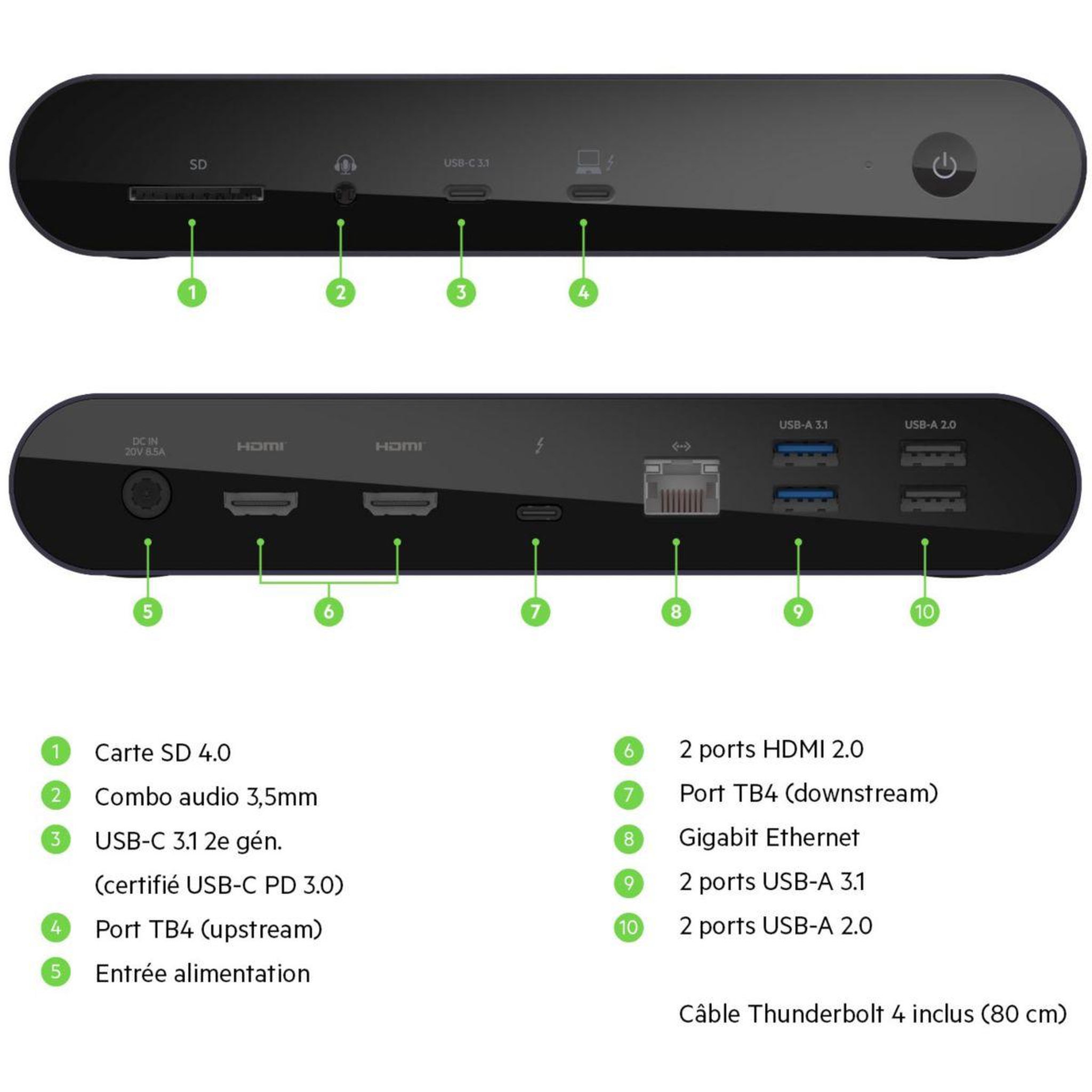 Voir la diapositive 2 : Belkin Station d'accueil THUNDERBOLT 4 PRO DOCK
