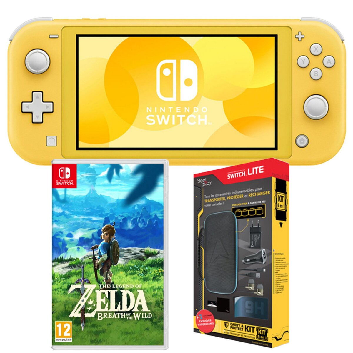 NINTENDO Console Nintendo Switch Lite Jaune + The Legend of Zelda + Pack  Exclusif 6 Accessoires pas cher 