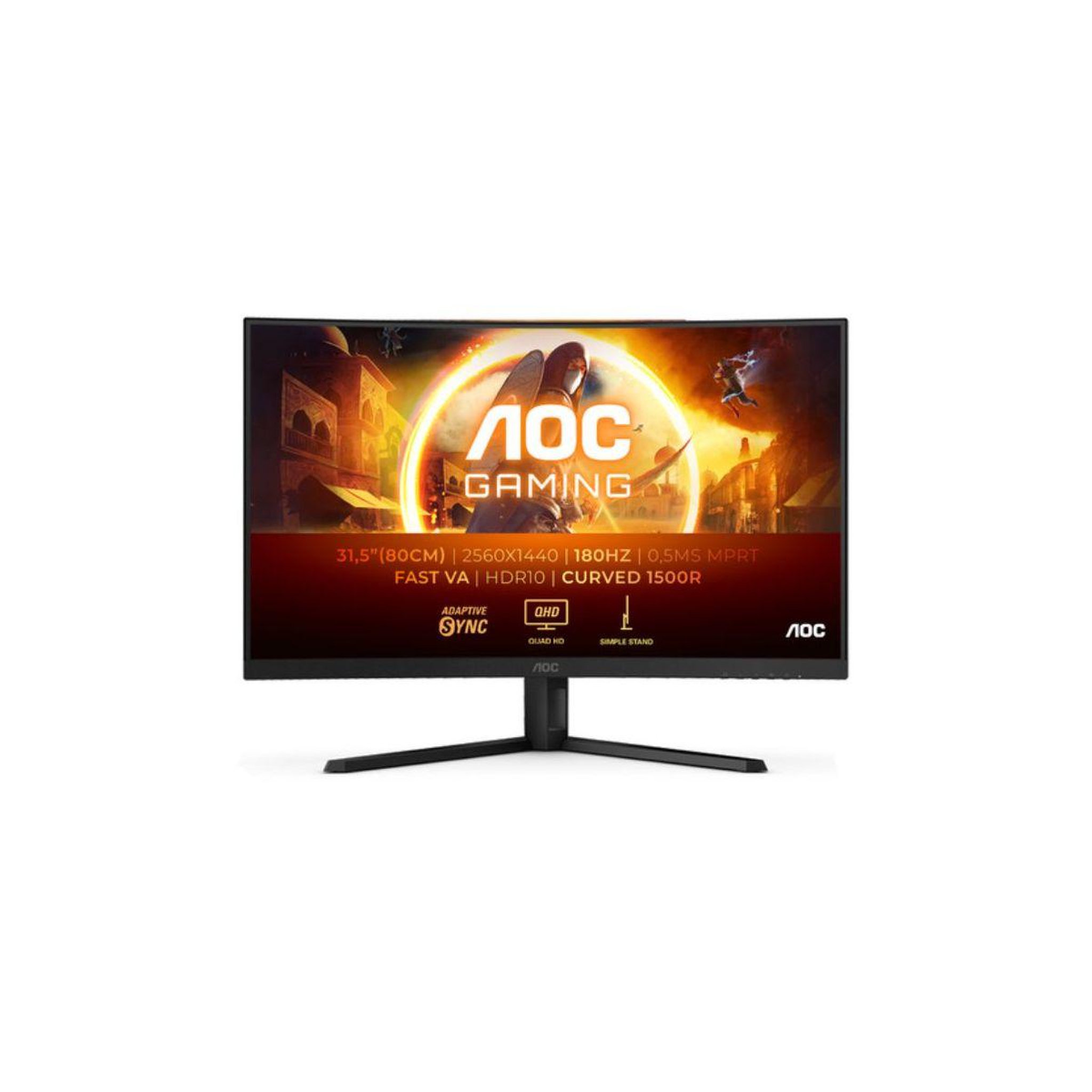 AOC Ecran PC Gamer CQ32G4VE 32  Incurvé 1500R QHD 180Hz Fast VA HDR10 Adaptive-Sync