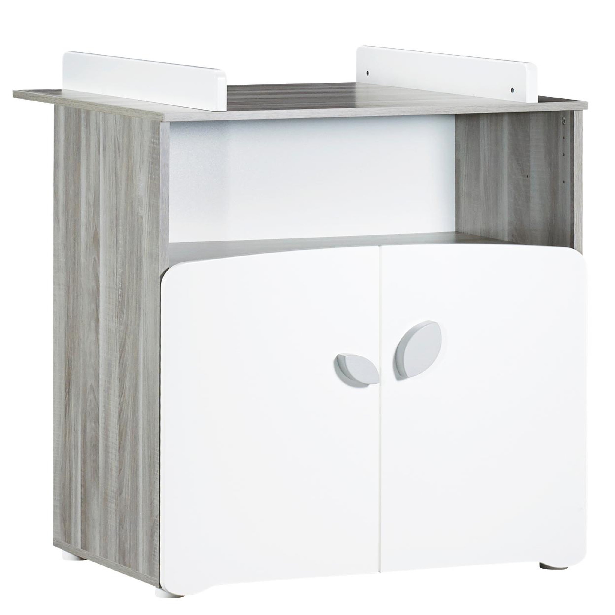 Voir la diapositive 1 : BABY PRICE Commode à langer 2 tiroirs + 1 grande niche NEW LEAF