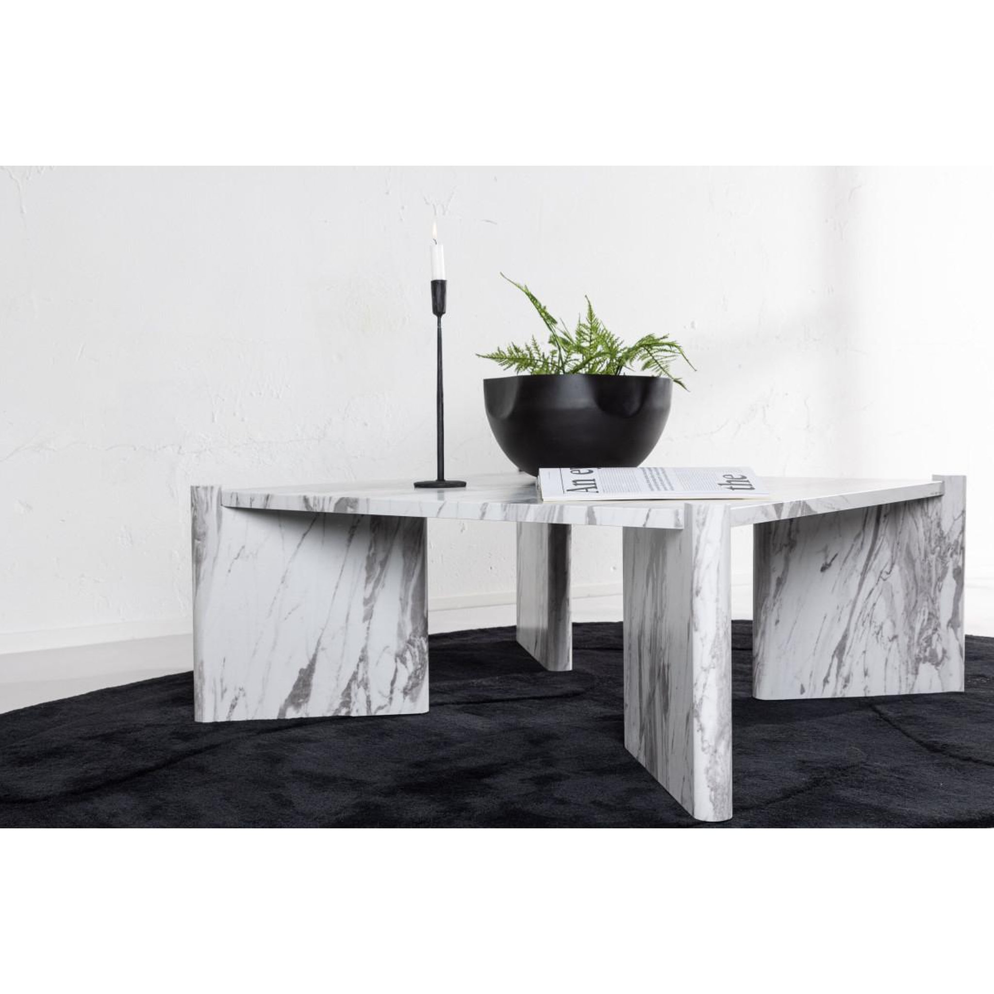 Voir la diapositive 5 : Paris Prix Table basse effet marbre  rogaland  100cm blanc