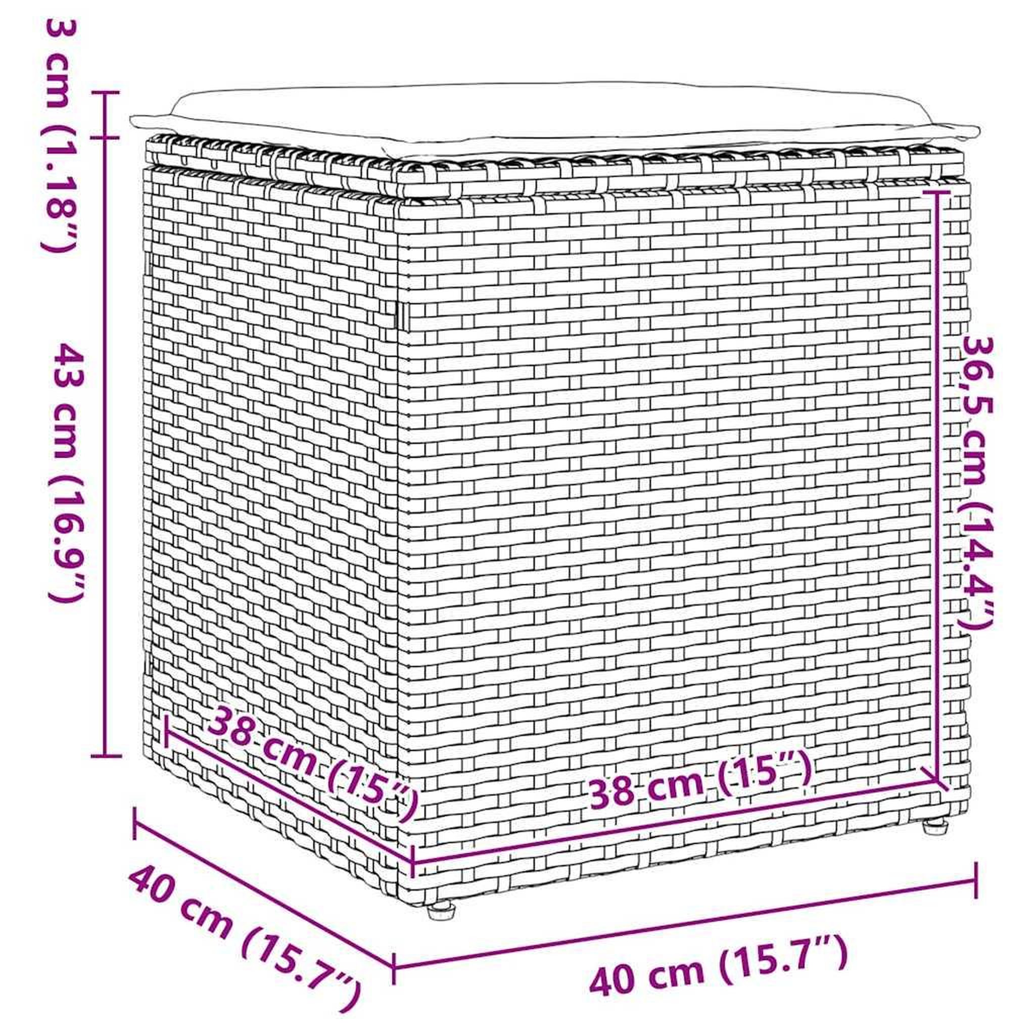 Voir la diapositive 6 : VIDAXL Tabourets jardin coussins lot de 2 gris 40x40x43 cm poly rotin