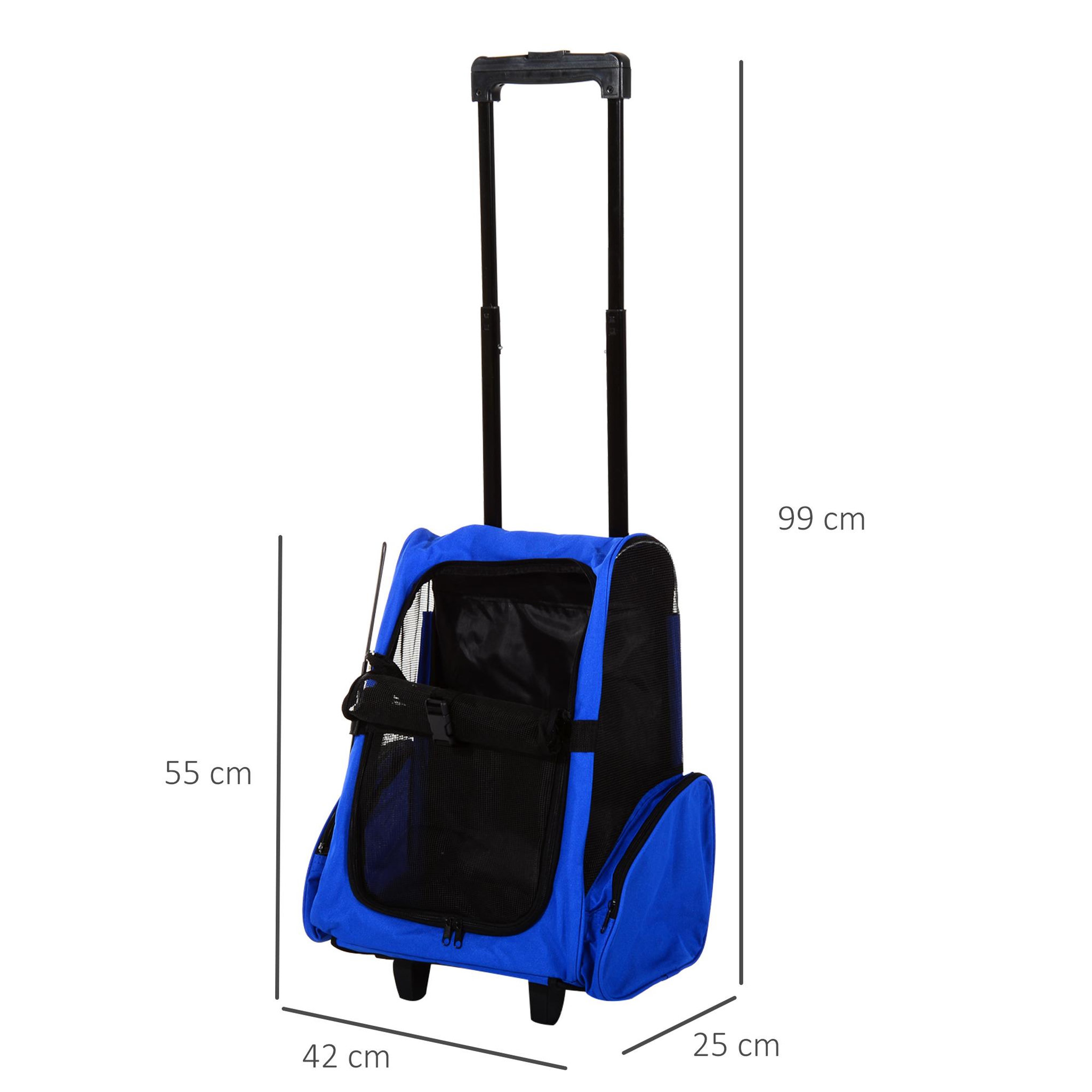 Voir la diapositive 3 : PAWHUT 2 en 1 trolley chariot sac à dos sac de transport à roulettes pour chien chat