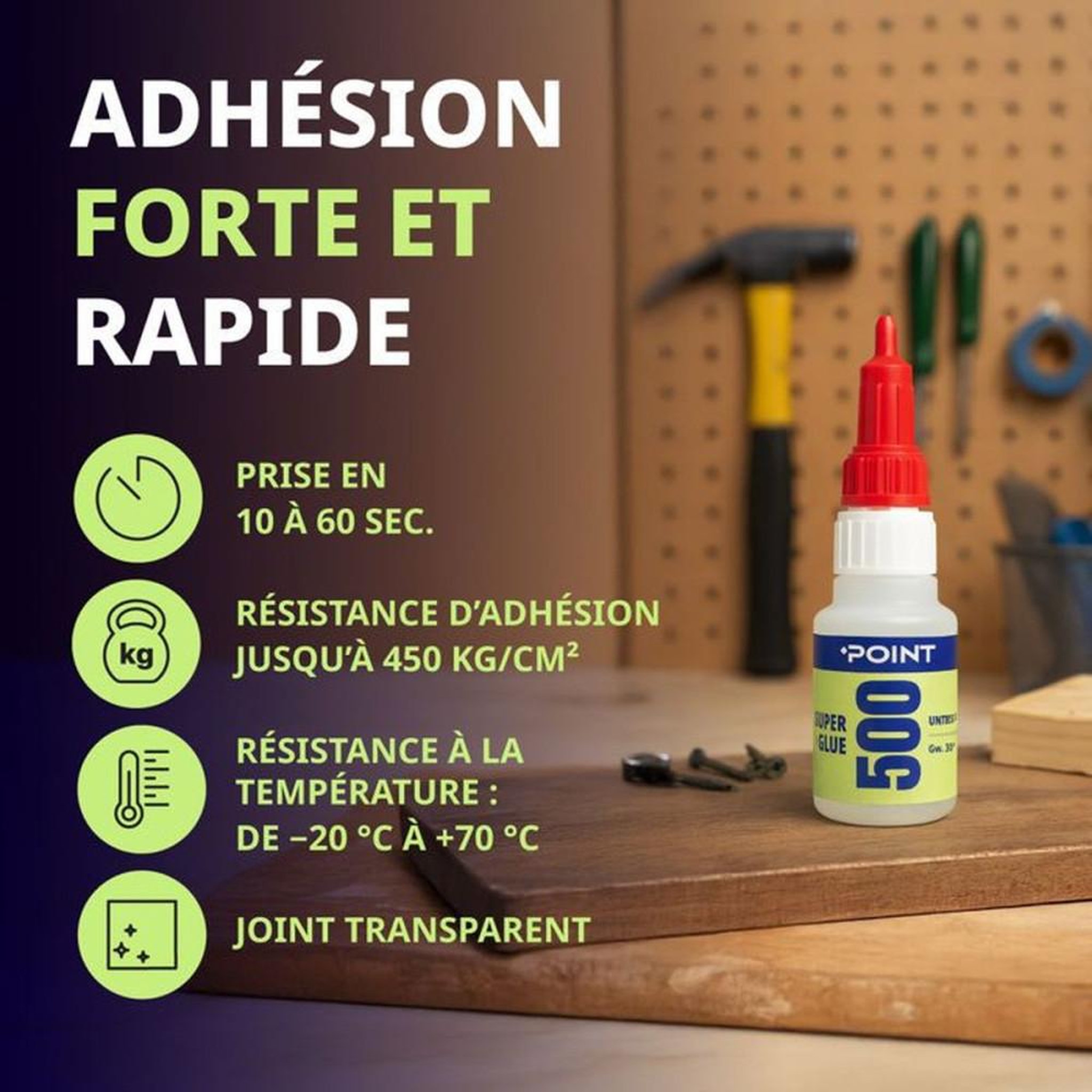 Voir la diapositive 6 : POINT Super Glue cyanoacrylate transparente POINT Super Glue 500 30 g, prise ultra-rapide multi-supports