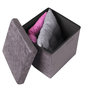 Voir la diapositive 1 : TOILINUX Pouf de rangement pliable Kube en velours - Marron anthracite