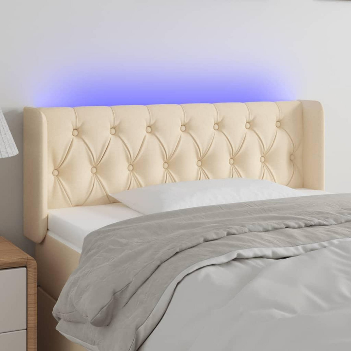 VIDAXL Tete de lit a LED Creme 93x16x78/88 cm Tissu