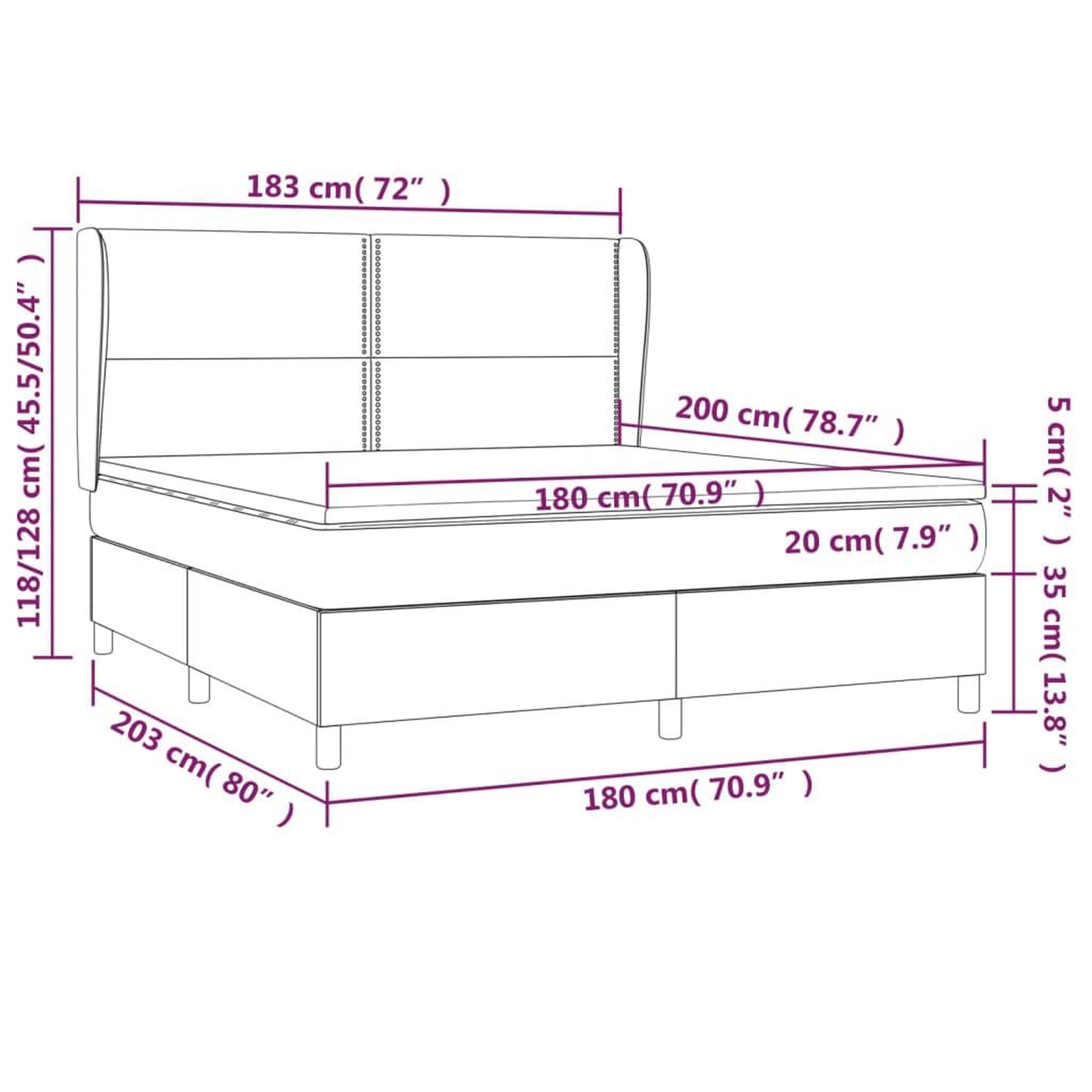 Voir la diapositive 6 : VIDAXL Sommier a lattes de lit avec matelas Gris clair 180x200cm Tissu