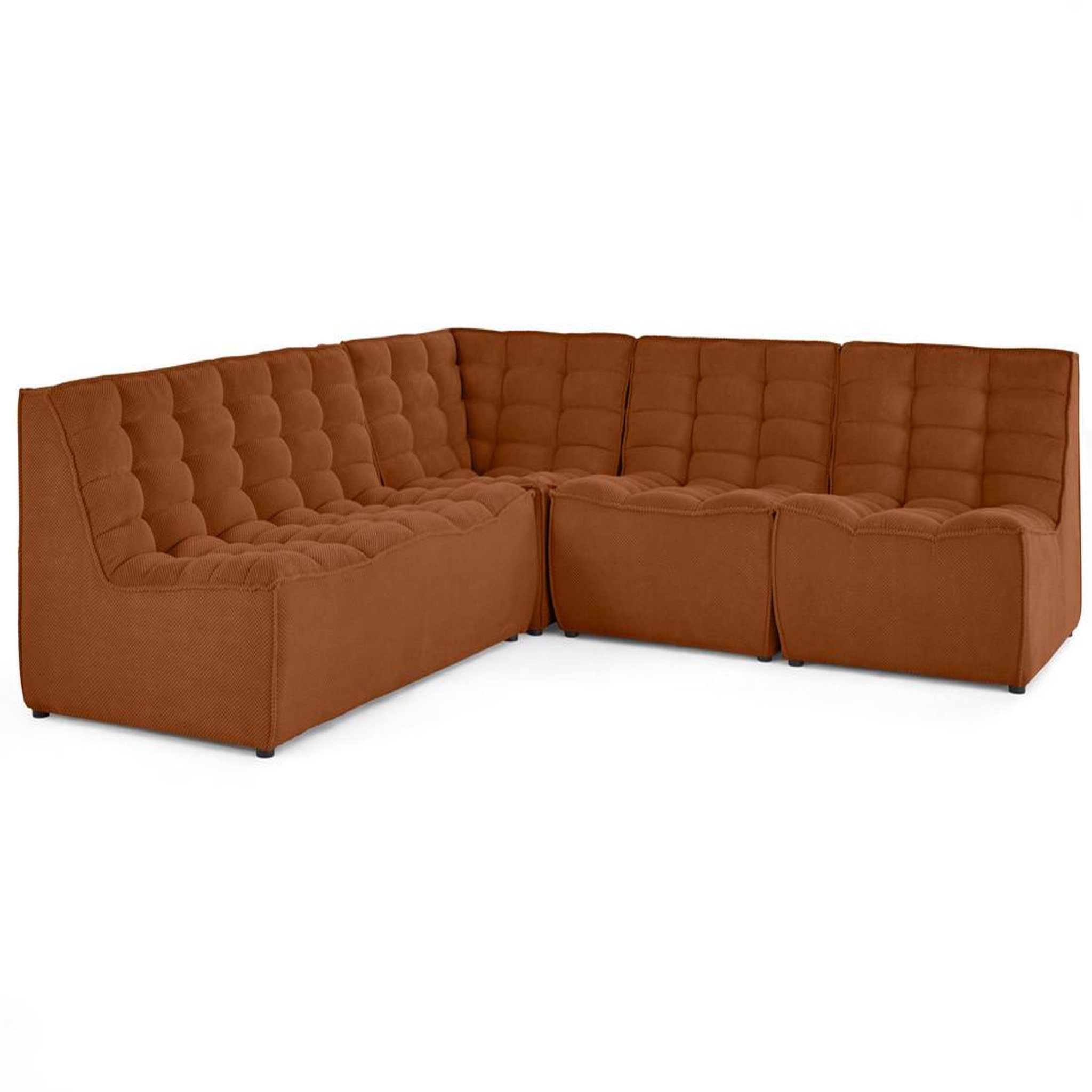 Voir la diapositive 5 : BEST MOBILIER Ellie - canapé modulable d'angle réversible 5 places en velours texturé