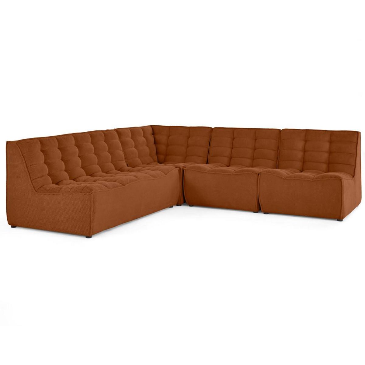 LISA DESIGN Ellie - canapé modulable d'angle réversible 5 places en velours texturé