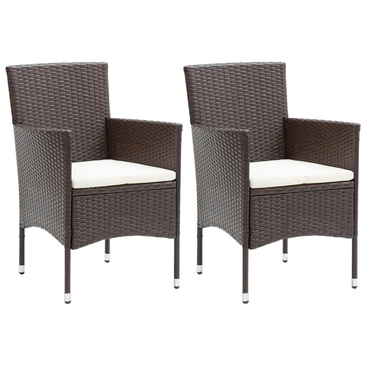 VIDAXL Chaises a manger de jardin lot de 2 Resine tressee Marron