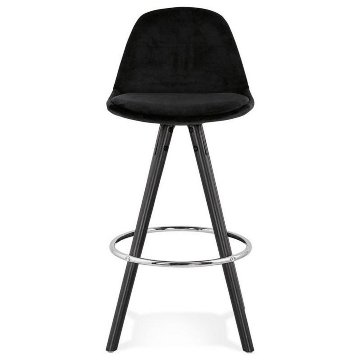 Paris Prix Tabouret de Bar Velours & Bois  Vinea  87cm Noir
