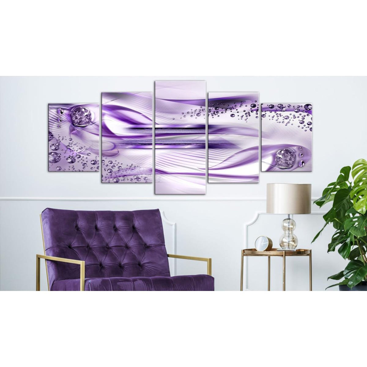 Paris Prix Tableau 5 Panneaux  Underwater Harp Wide Violet