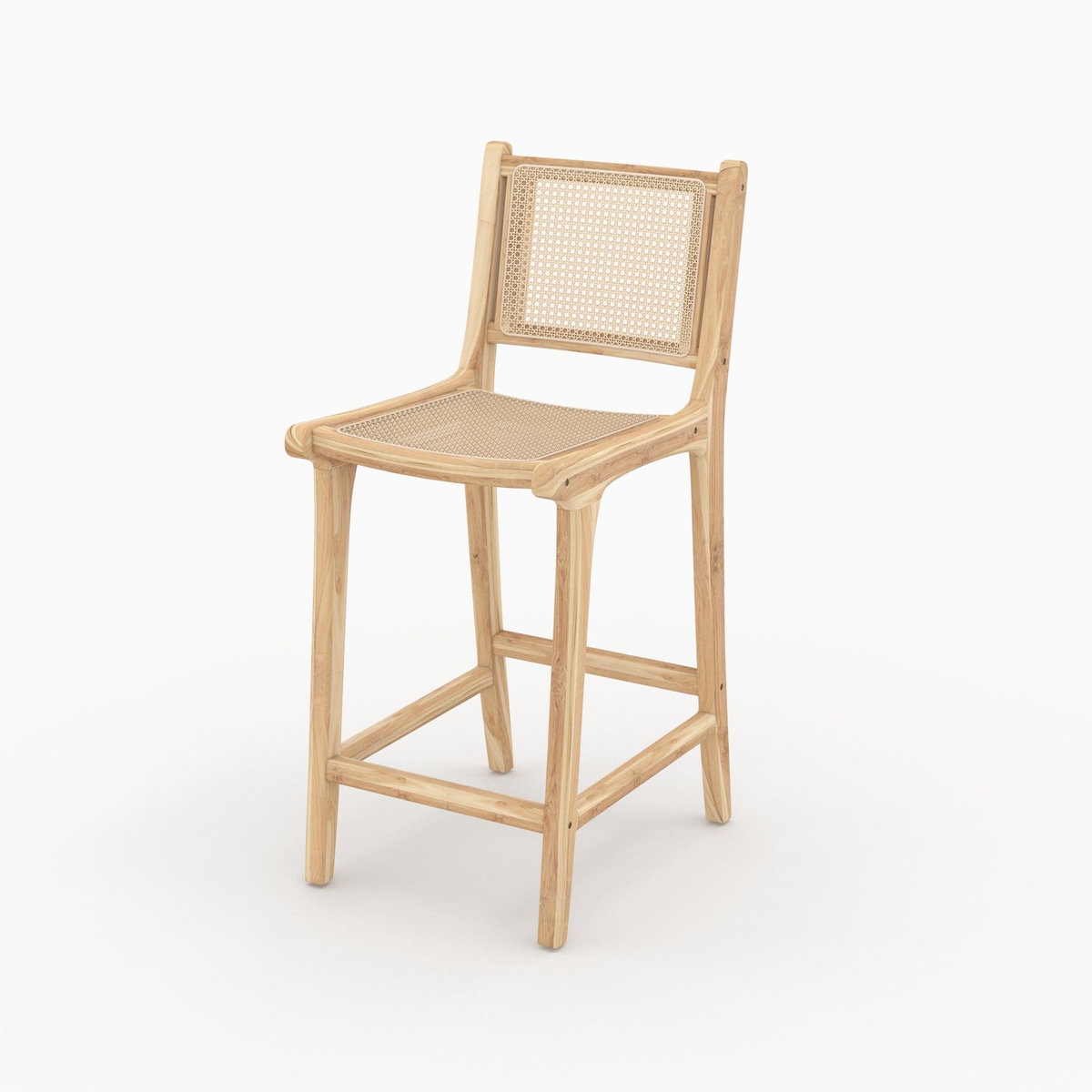 Rendez vous déco Lot de 2 chaises pour îlot central en teck et cannage rotin 66,5 cm-Kyla