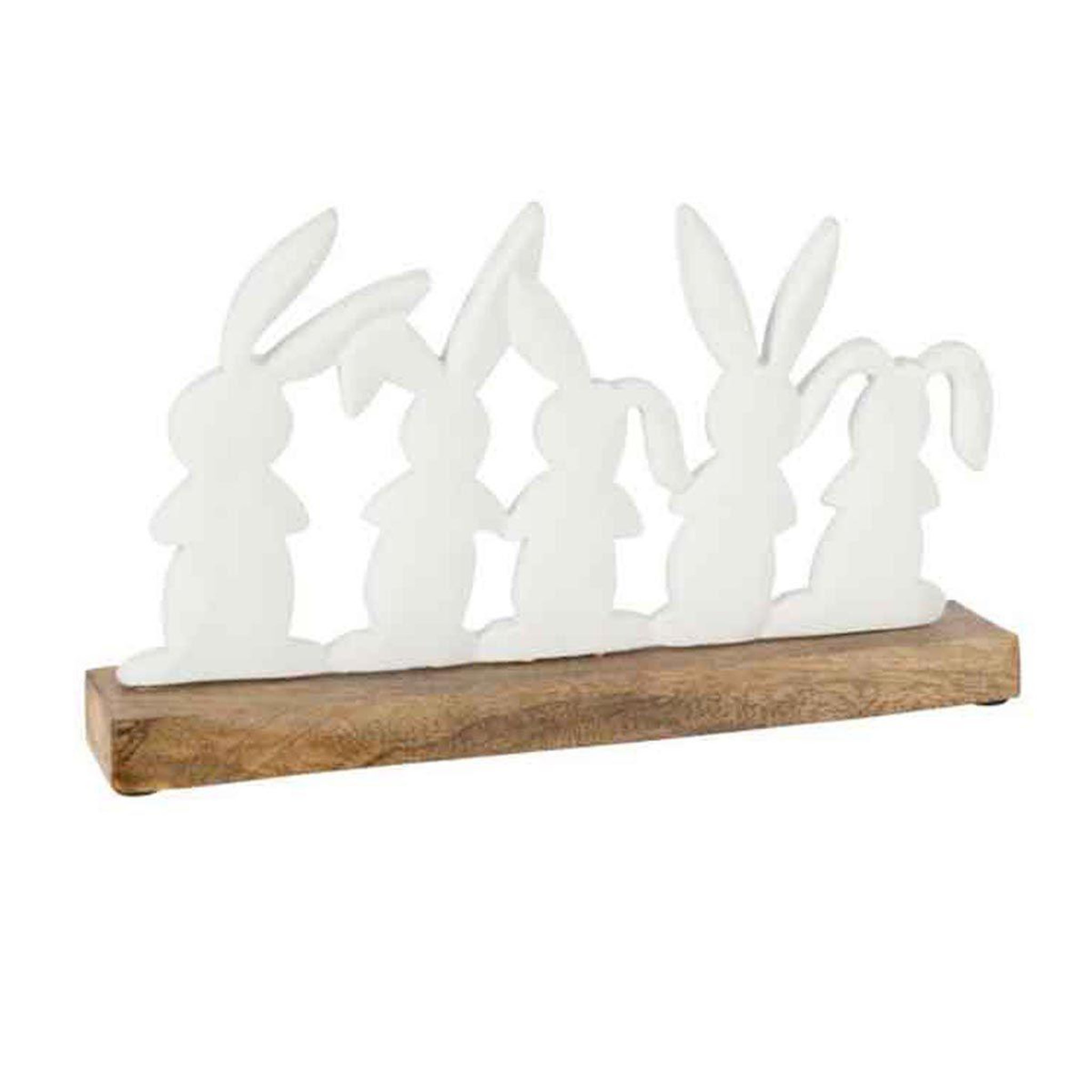 J-LINE Statuette déco  lapins en rang  30cm blanc