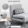Voir la diapositive 5 : HOMCOM Fauteuil convertible 3 en 1 chauffeuse lit 1 place avec coussin gris