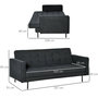 Voir la diapositive 3 : HOMCOM Canapé convertible 2 places style Chesterfield capitonné dossier inclinable 3 positions tissu gris foncé