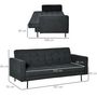Voir la diapositive 3 : HOMCOM Canapé convertible 2 places style Chesterfield capitonné dossier inclinable 3 positions tissu gris foncé