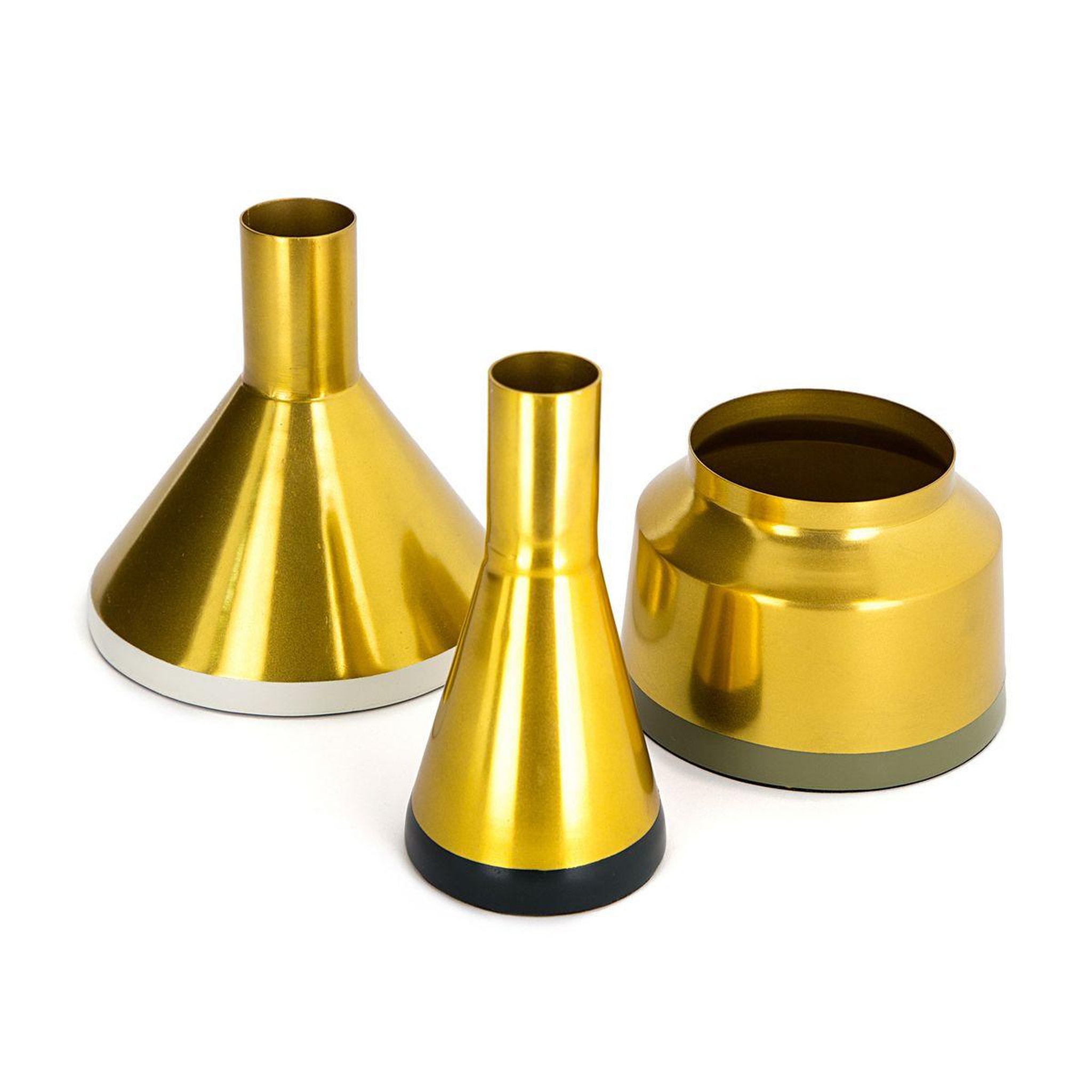 Paris Prix Lot de 3 vases déco  culture  16cm gris & or