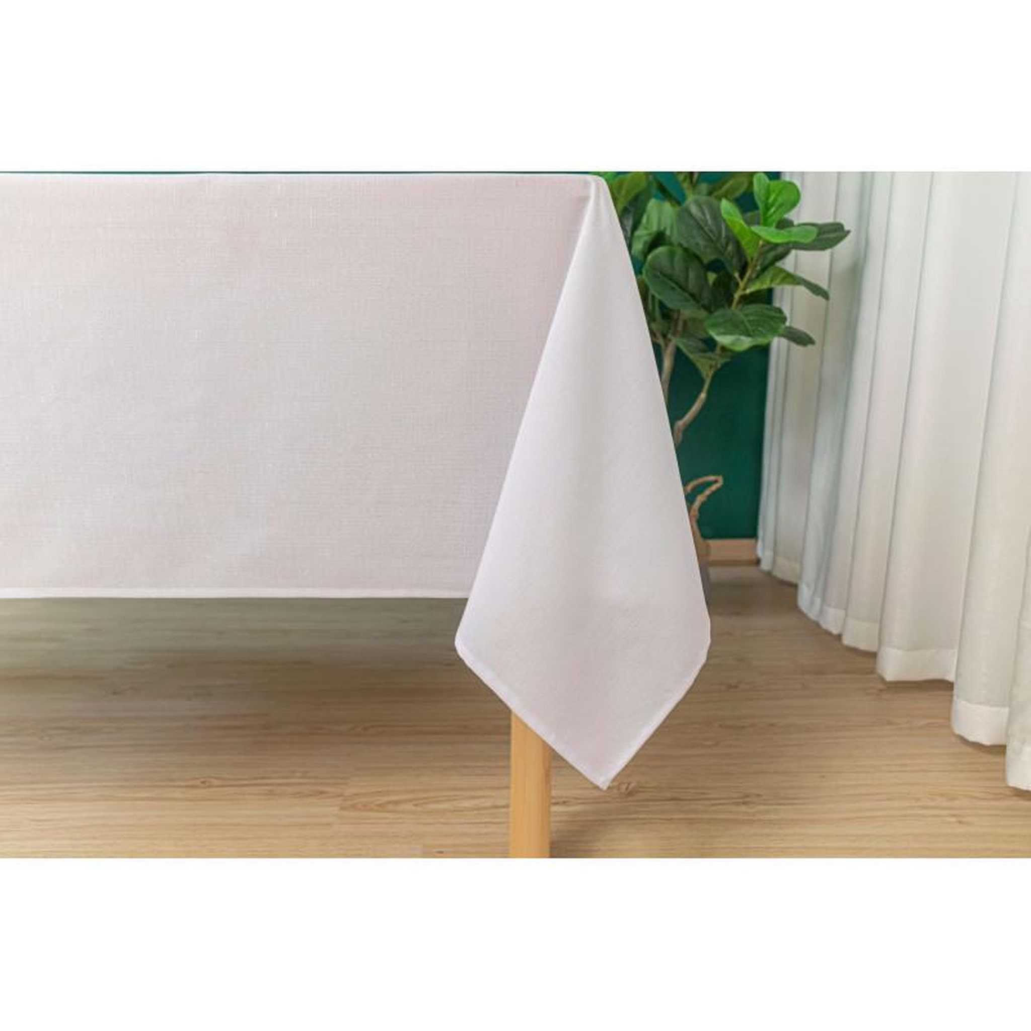 Voir la diapositive 3 : UNIVERS DECOR Nappe antitache unie blanche rectangulaire 145 x 240 cm - blanc -