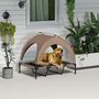Voir la diapositive 4 : PAWHUT Lit chien sur pied avec voile ombrage - 106 x 76 x 94 cm - sac de transport - marron