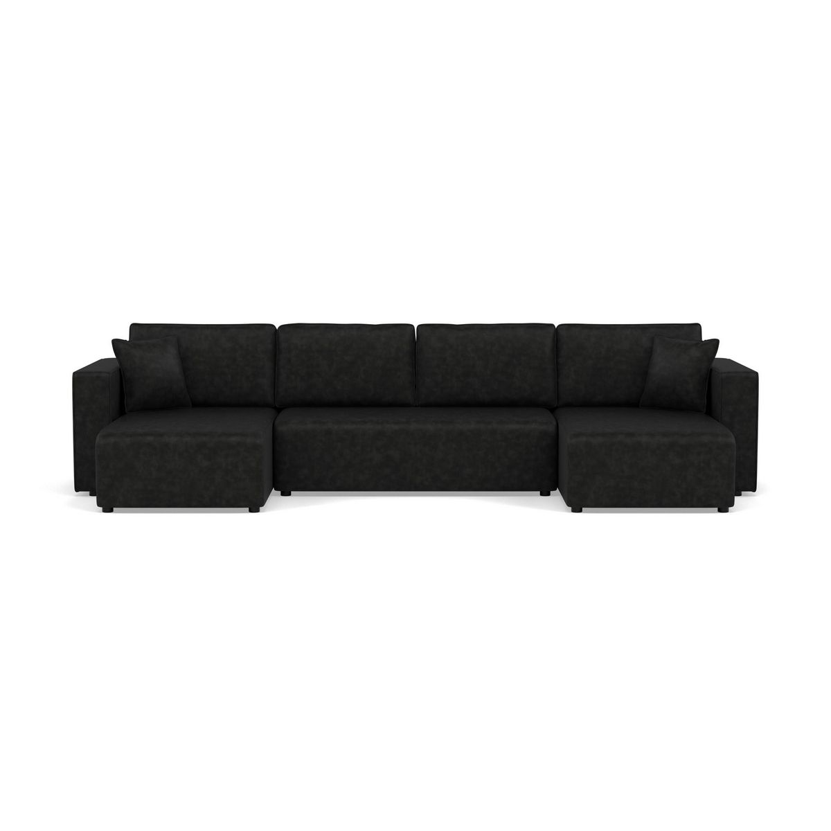 BEST MOBILIER Topaze - canapé panoramique en u 7 places convertible avec coffre en simili