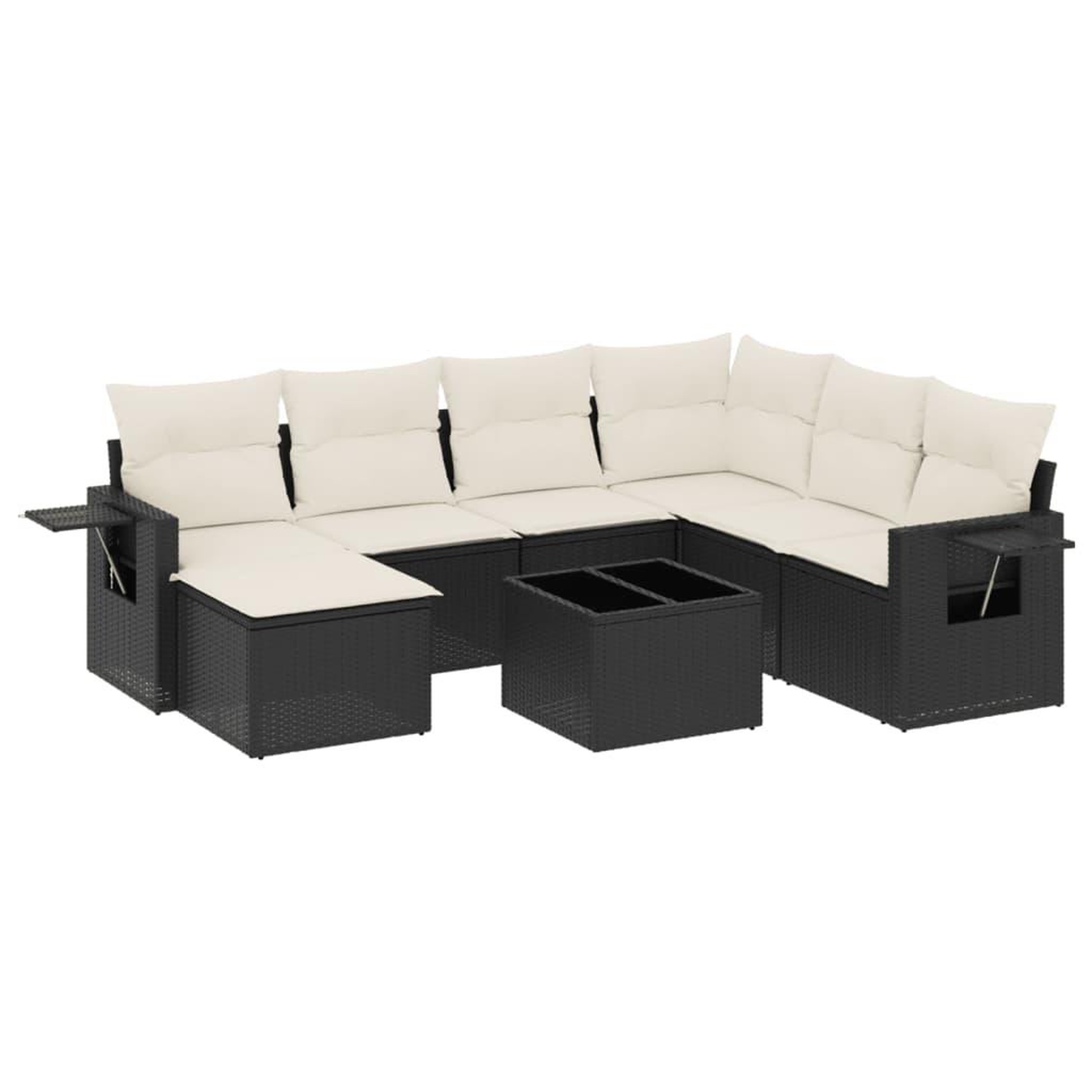 Voir la diapositive 2 : VIDAXL Salon de jardin 8 pcs avec coussins noir resine tressee