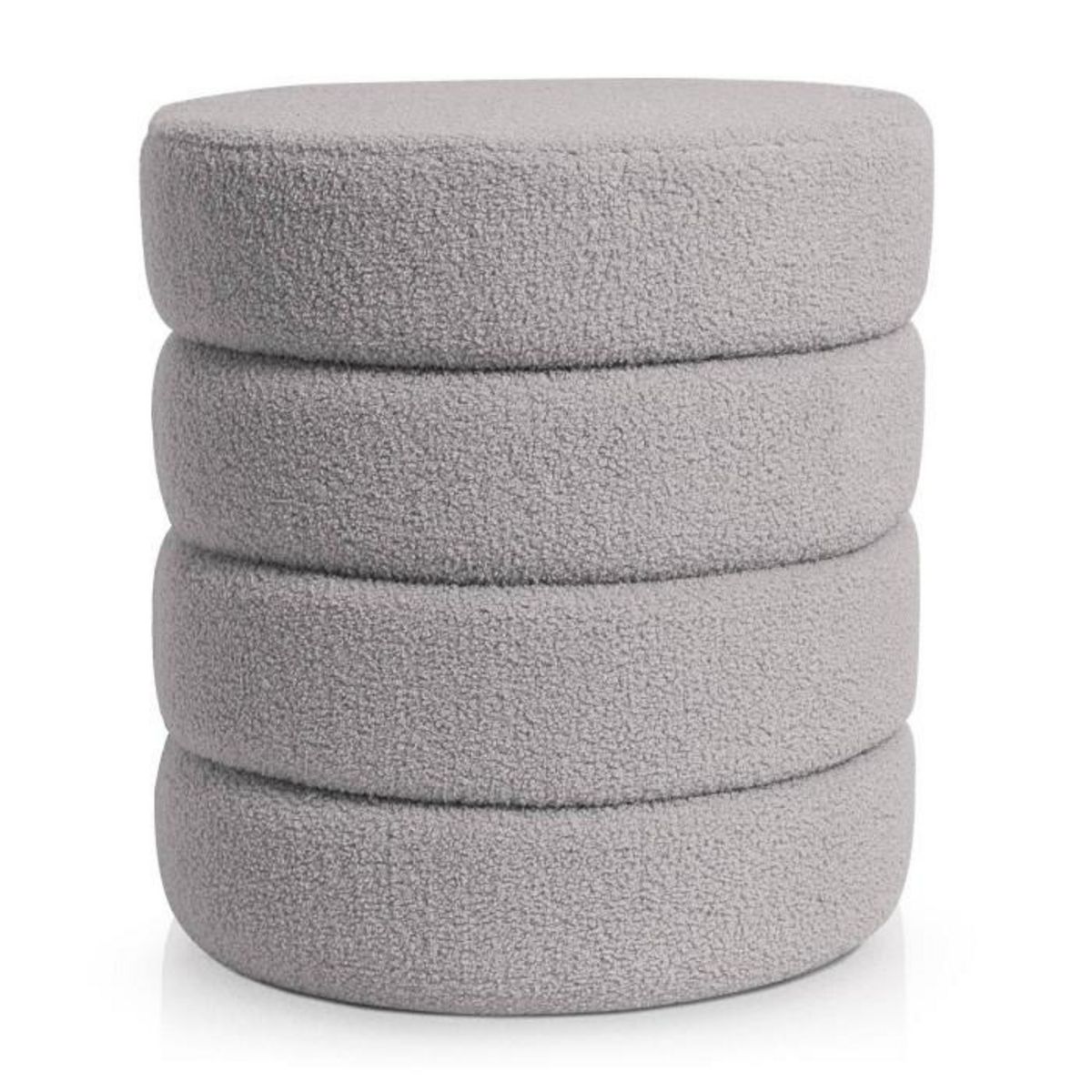 Paris Prix Pouf Tissu Bouclette  Bobine  46cm Gris