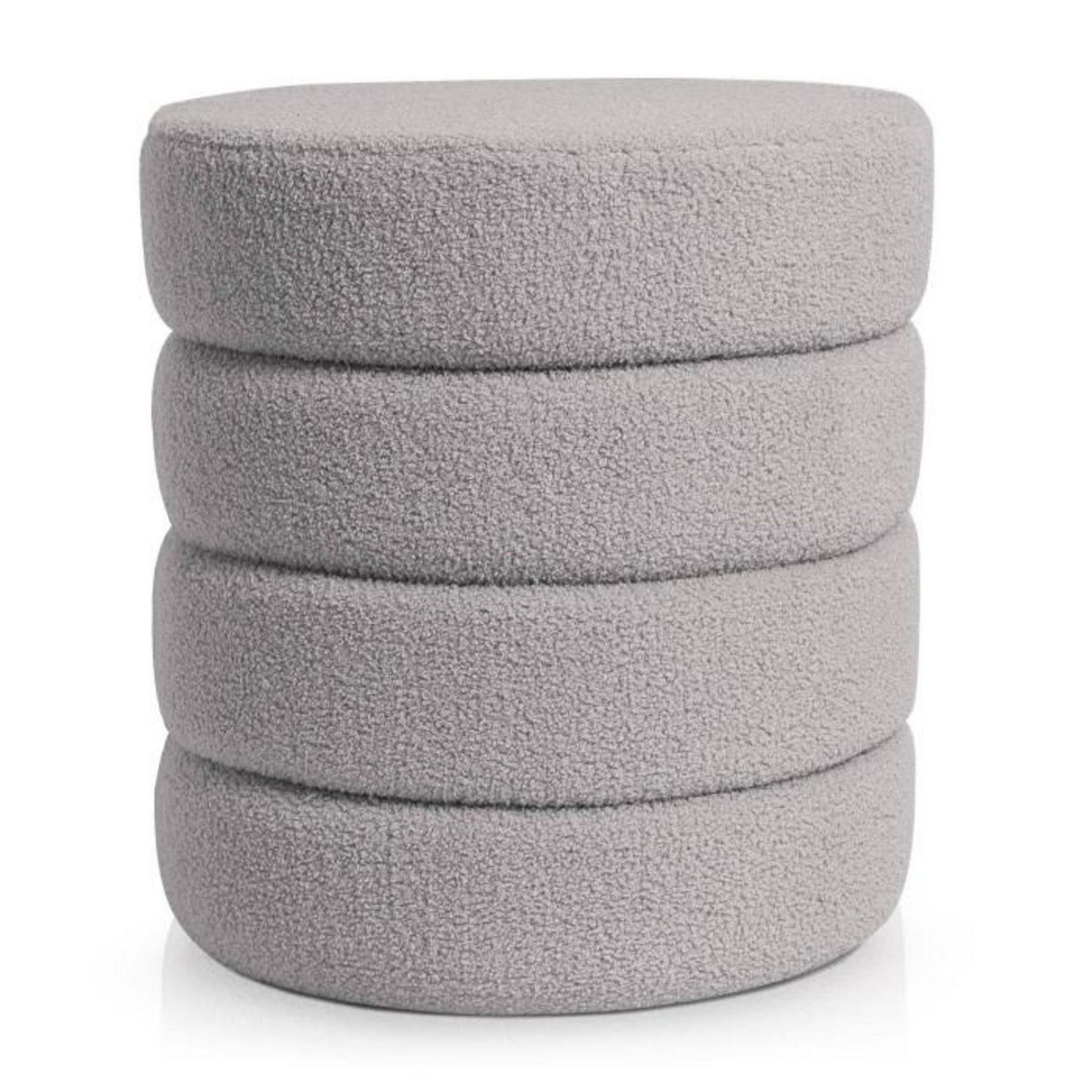 Paris Prix Pouf Tissu Bouclette  Bobine  46cm Gris