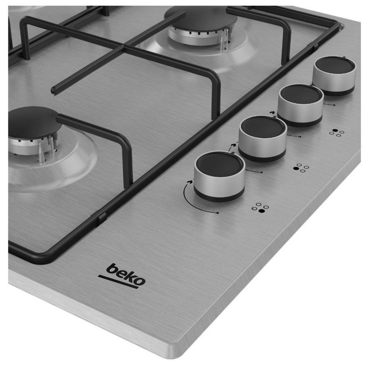 Beko Table de cuisson gaz 60cm 4 feux inox - HIGG64123SX