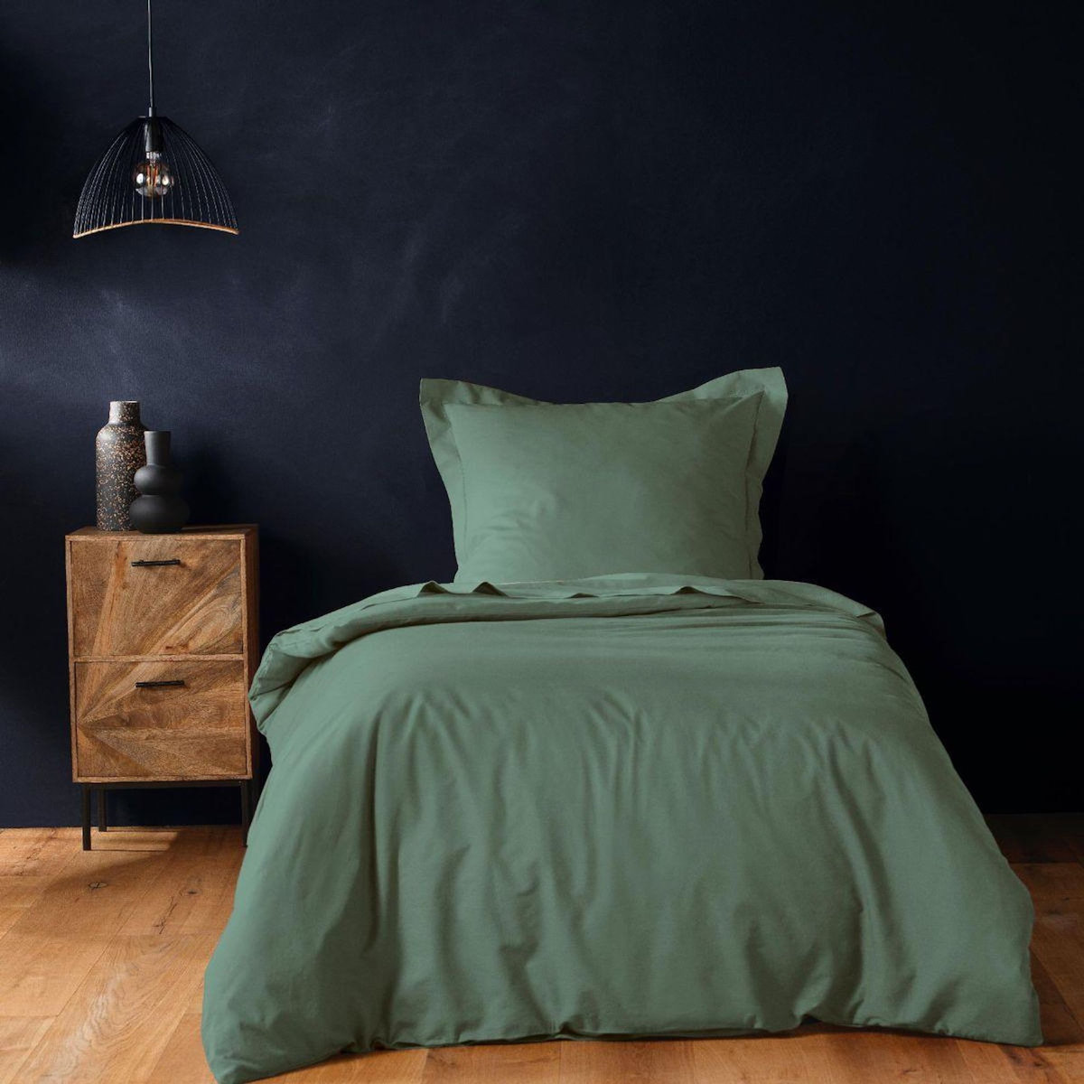 Paris Prix Housse de Couette  Lina  140x200cm Vert Cèdre