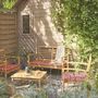 Voir la diapositive 2 : SWEEEK Salon de jardin CHLOE en bois d'acacia 4 places, avec coussins en polyester, un canapé, une table, deux fauteuils