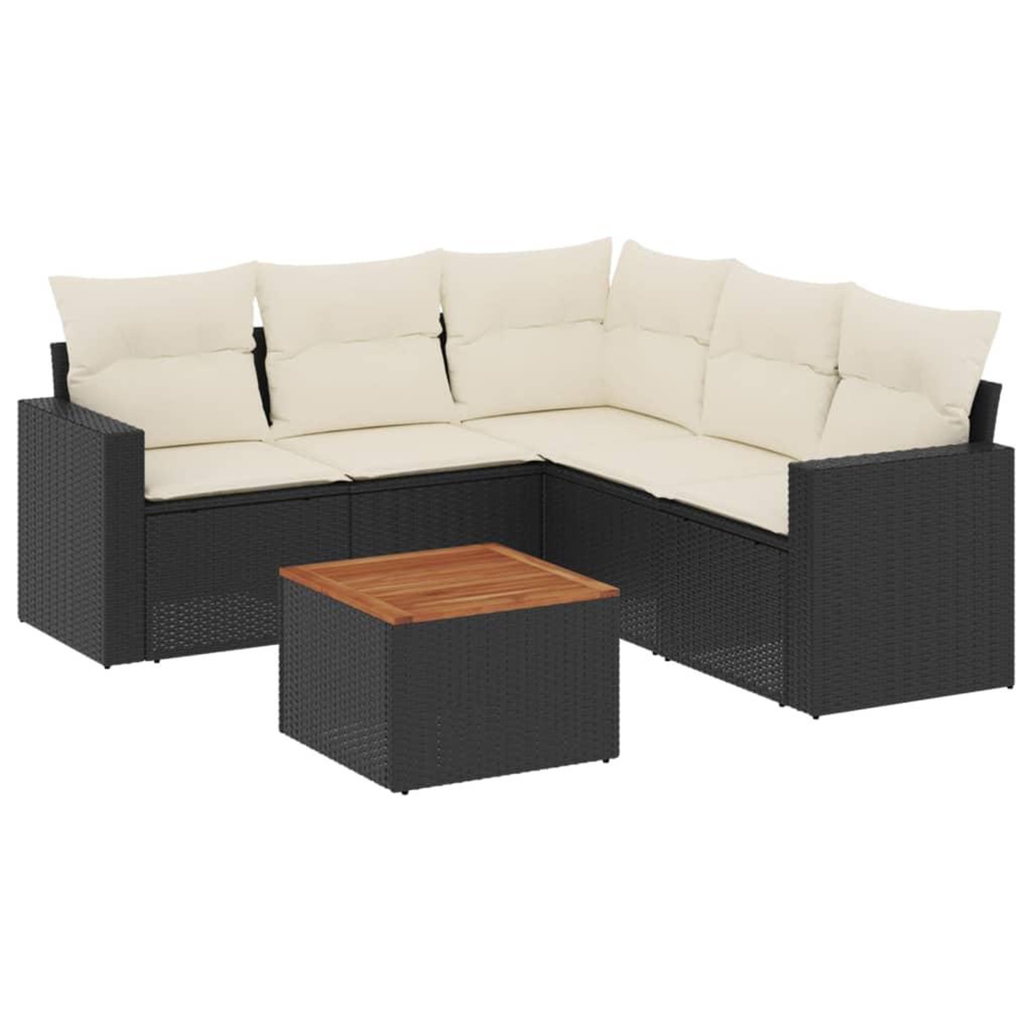 Voir la diapositive 2 : VIDAXL Salon de jardin 6 pcs avec coussins noir resine tressee