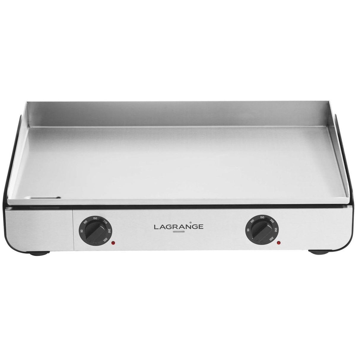 LAGRANGE Plancha électrique Pro 65L noir 2 brûleurs à poser, 65x40 cm + kit d'accessoires
