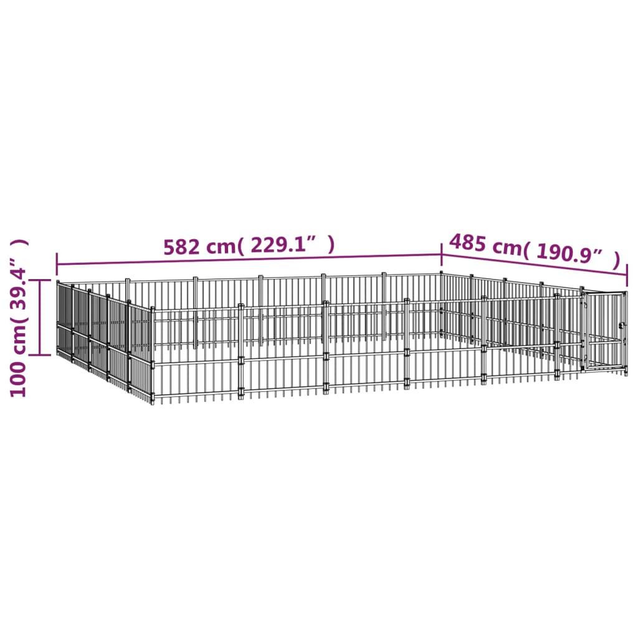 Voir la diapositive 6 : VIDAXL Chenil d'exterieur pour chiens Acier 28,23 m²