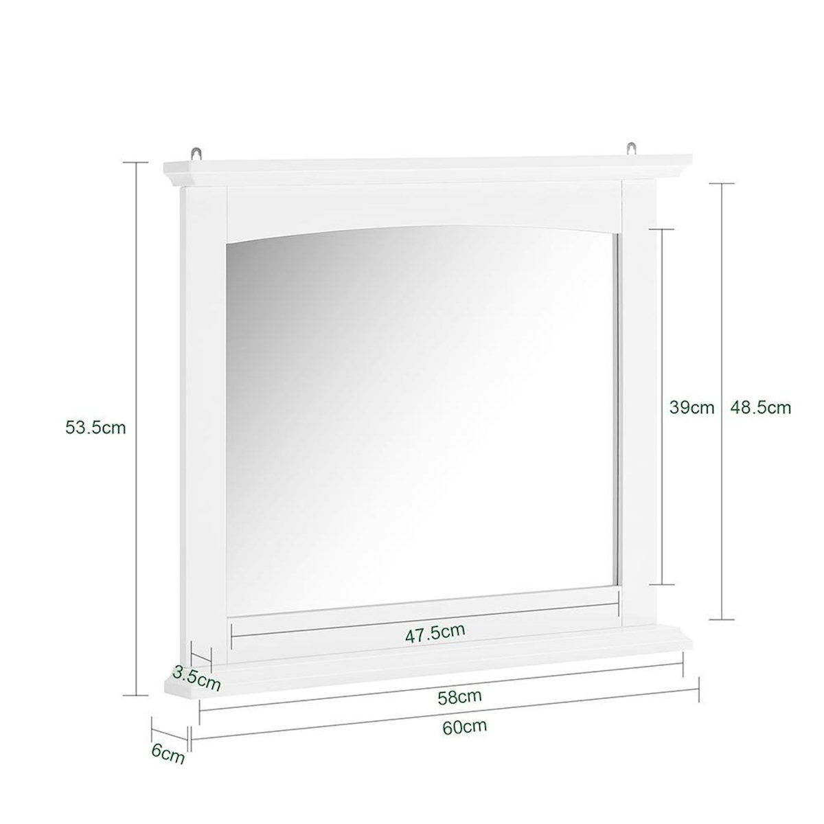 SOBUY Miroir mural avec étagère Blanc 60x3.5x53.5cm BZR212-W
