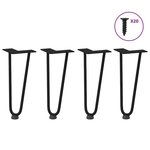 VIDAXL Pieds de table en forme d'epingle a cheveux 4 pcs noir 30 cm
