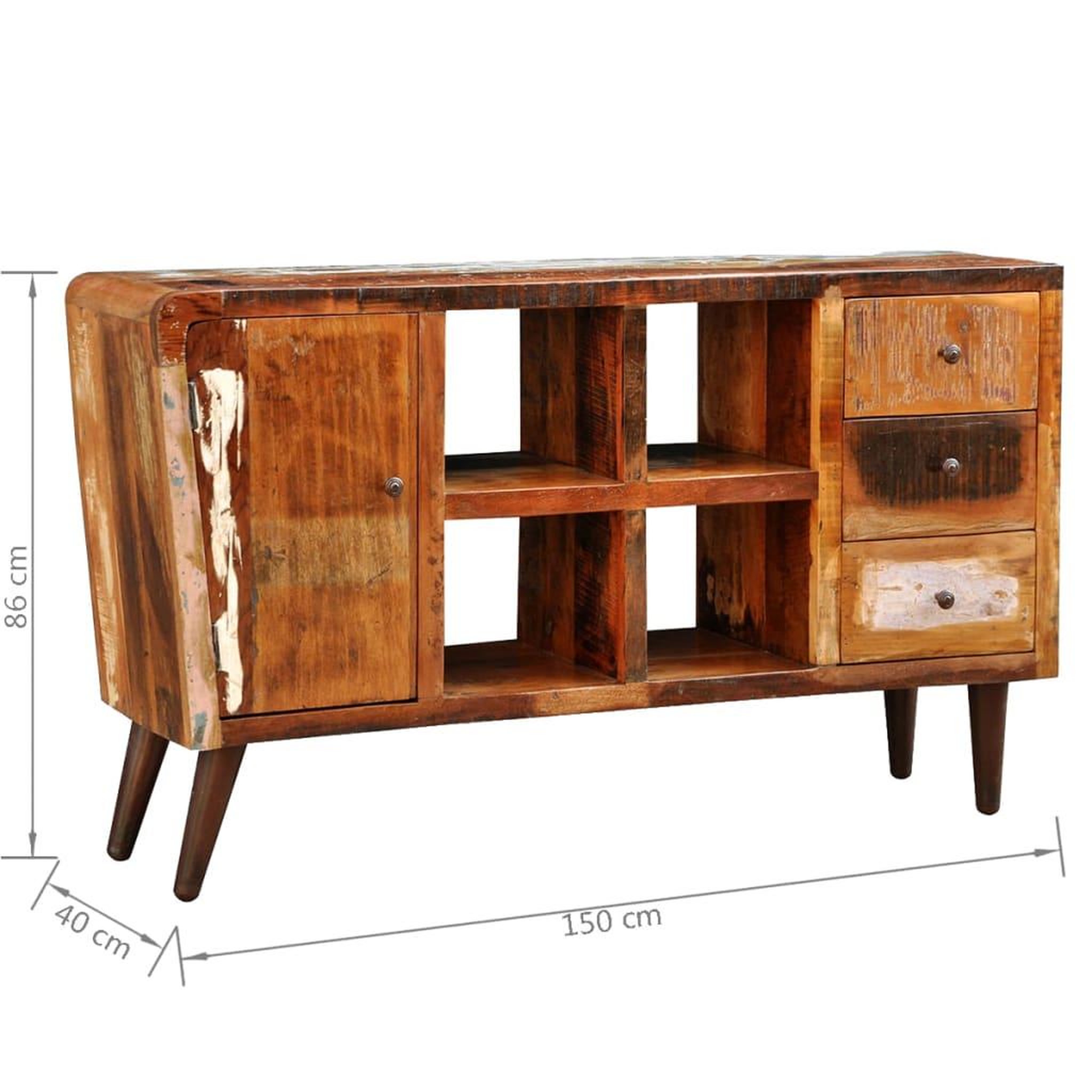 Voir la diapositive 6 : VIDAXL Armoire avec 1 porte 4 etageres 3 tiroirs bois massif recupere
