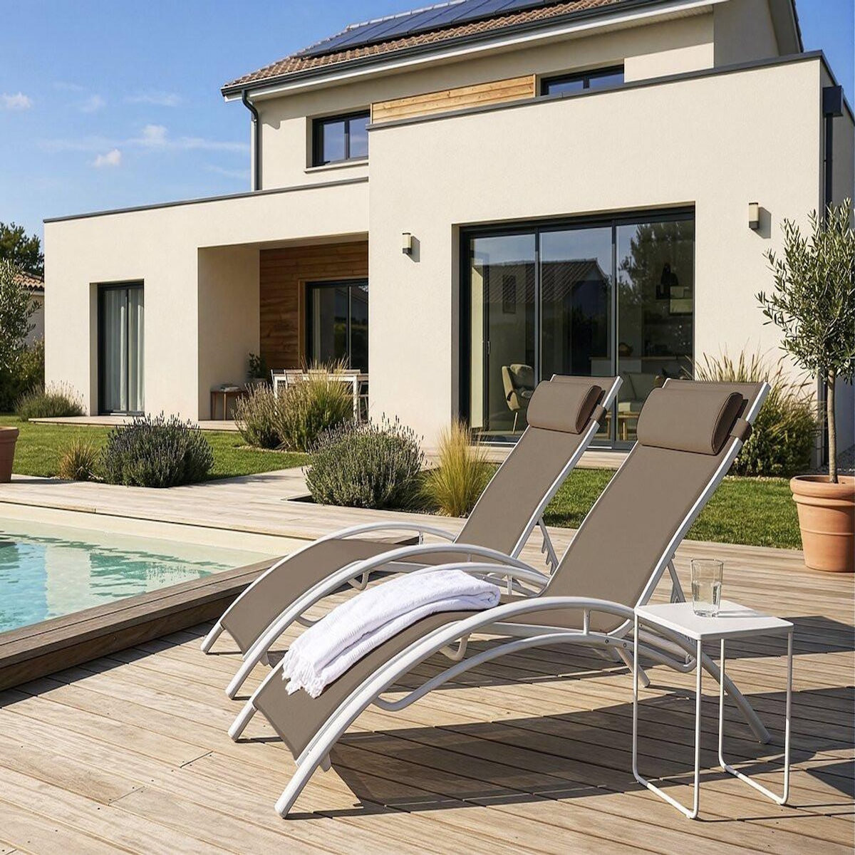 Habitat et Jardin Bain de soleil en aluminium  Beauty  - Phoenix - Taupe - Lot de 2