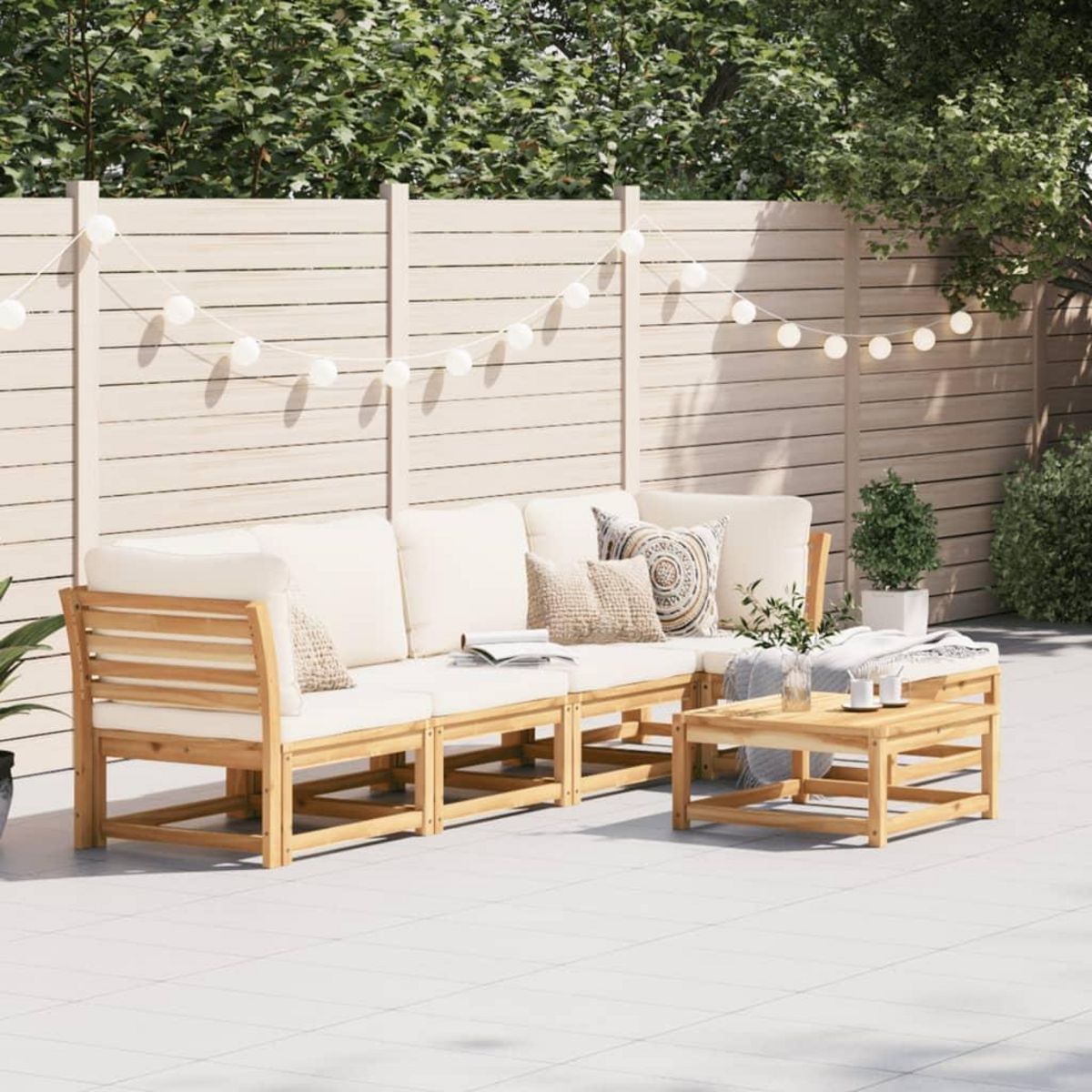 VIDAXL Salon de jardin 6 pcs avec coussins bois d'acacia solide