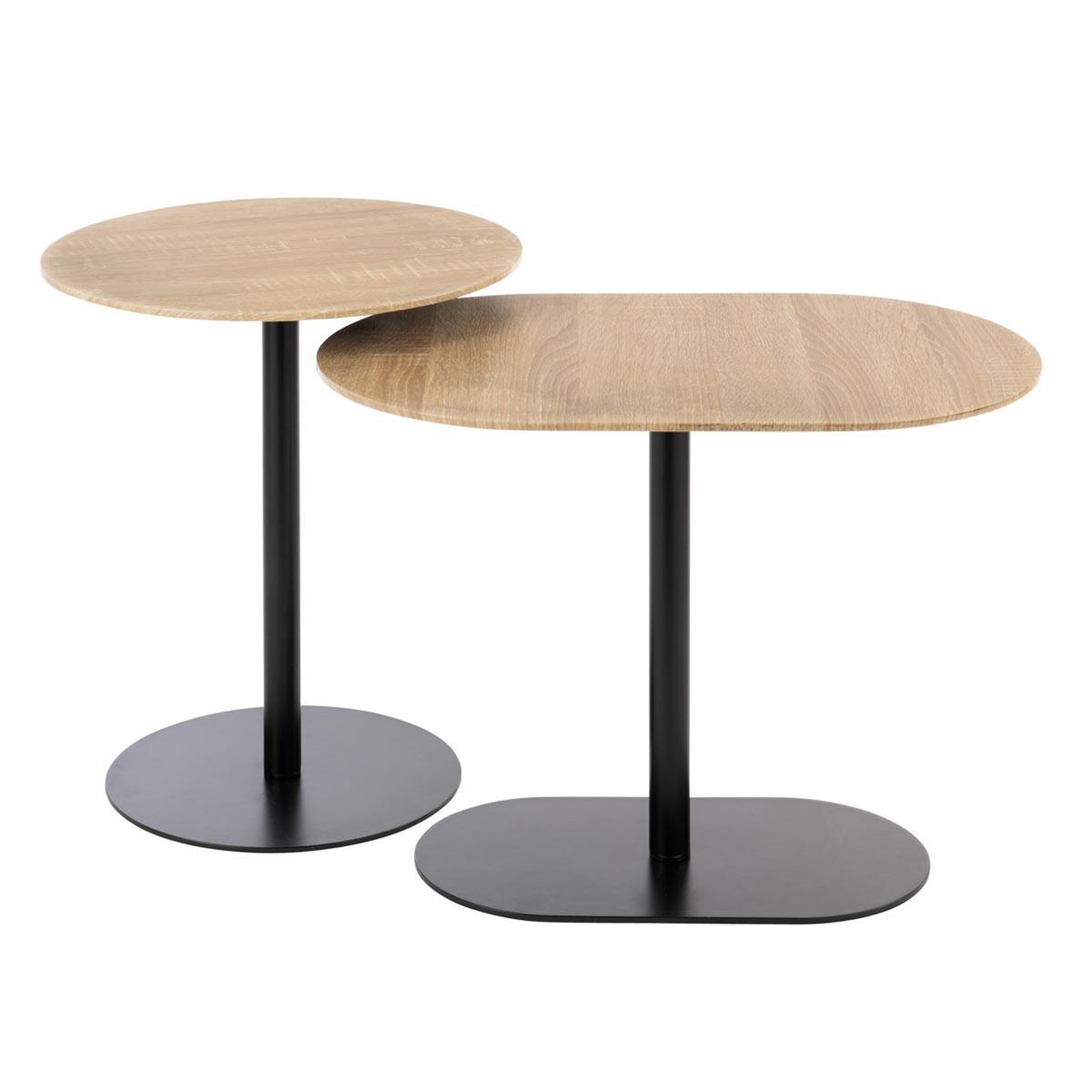 J-LINE Lot de 2 tables d'appoint  fay  55cm noir & naturel